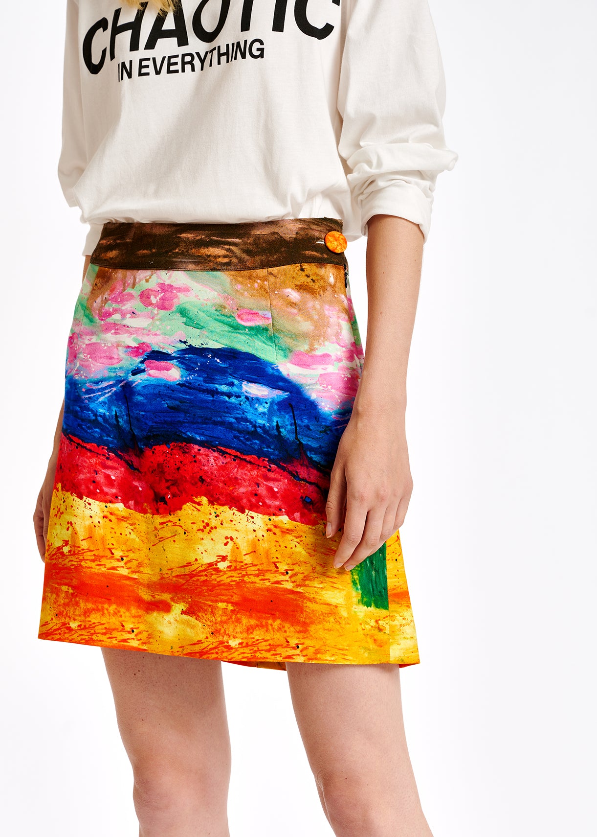 Colorful paint stroke print A-line mini skirt RE—SSENTIEL | Essentiel second hand