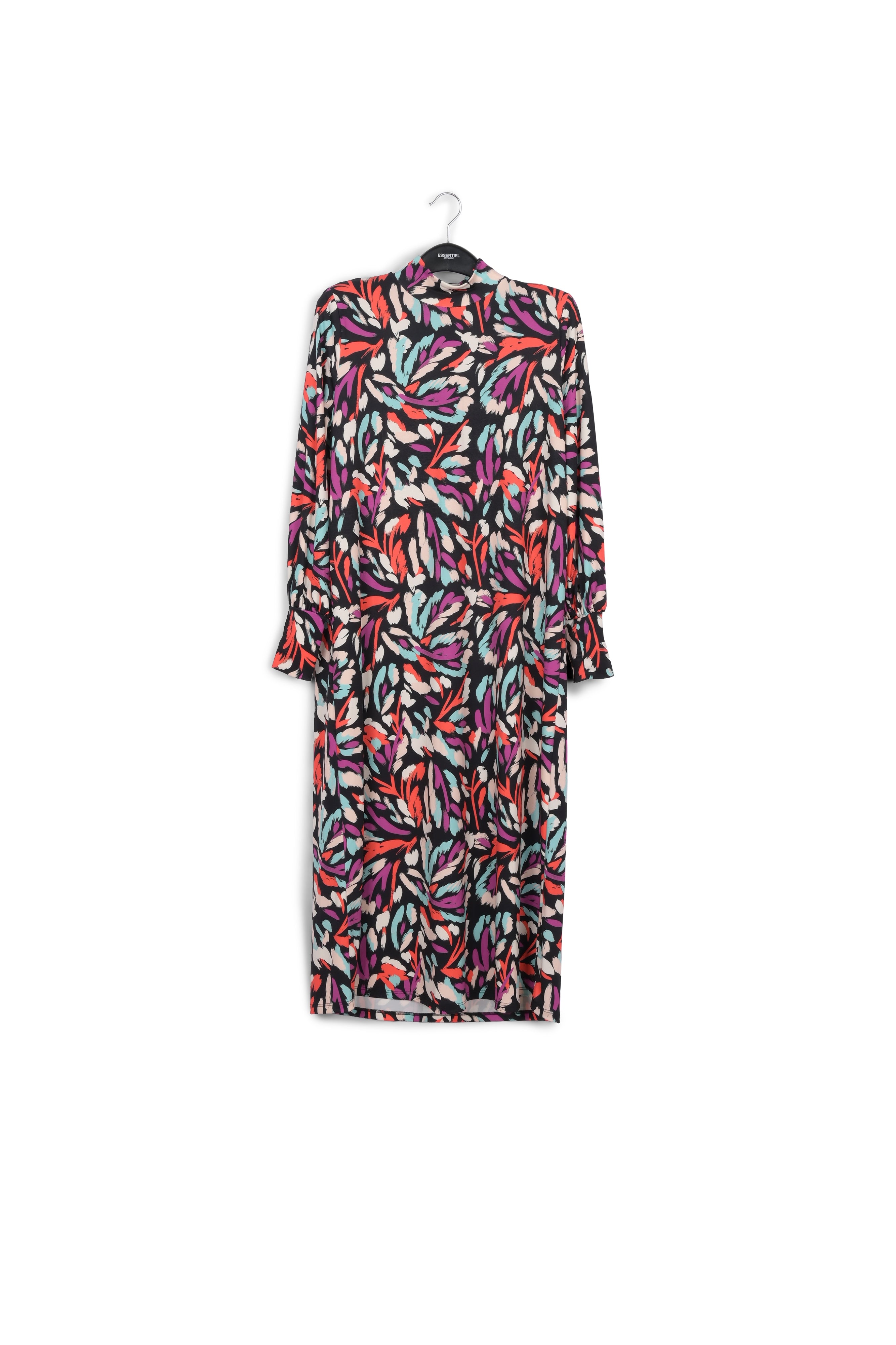 Robe midi en jersey noire, rouge corail et pourpre RE—SSENTIEL | Essentiel second hand