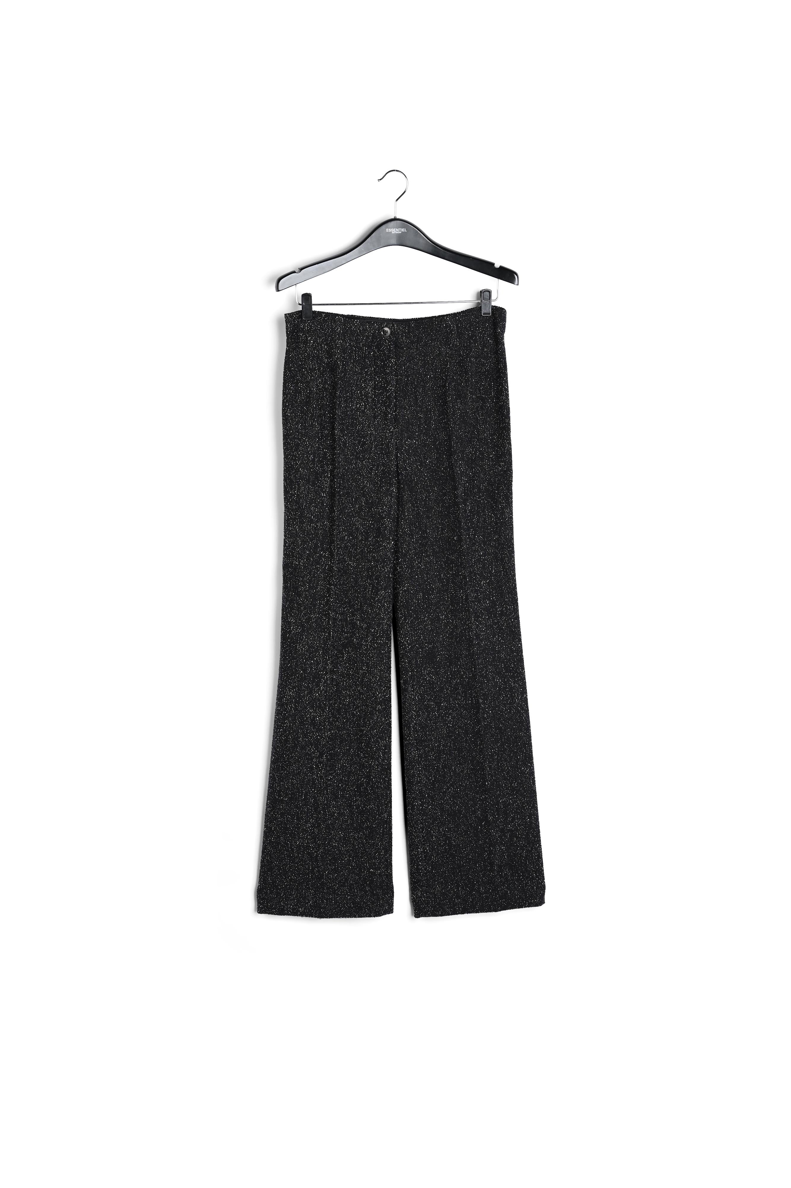 Pantalon noir en laine cardée aux jambes larges RE—SSENTIEL | Essentiel second hand