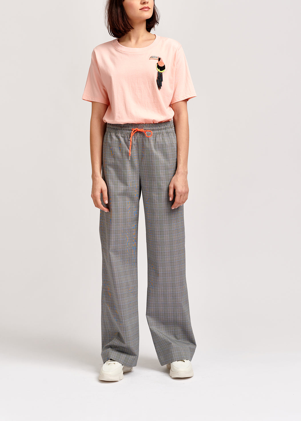 Pantalon de jogging gris au motif tartan RE—SSENTIEL | Essentiel second hand