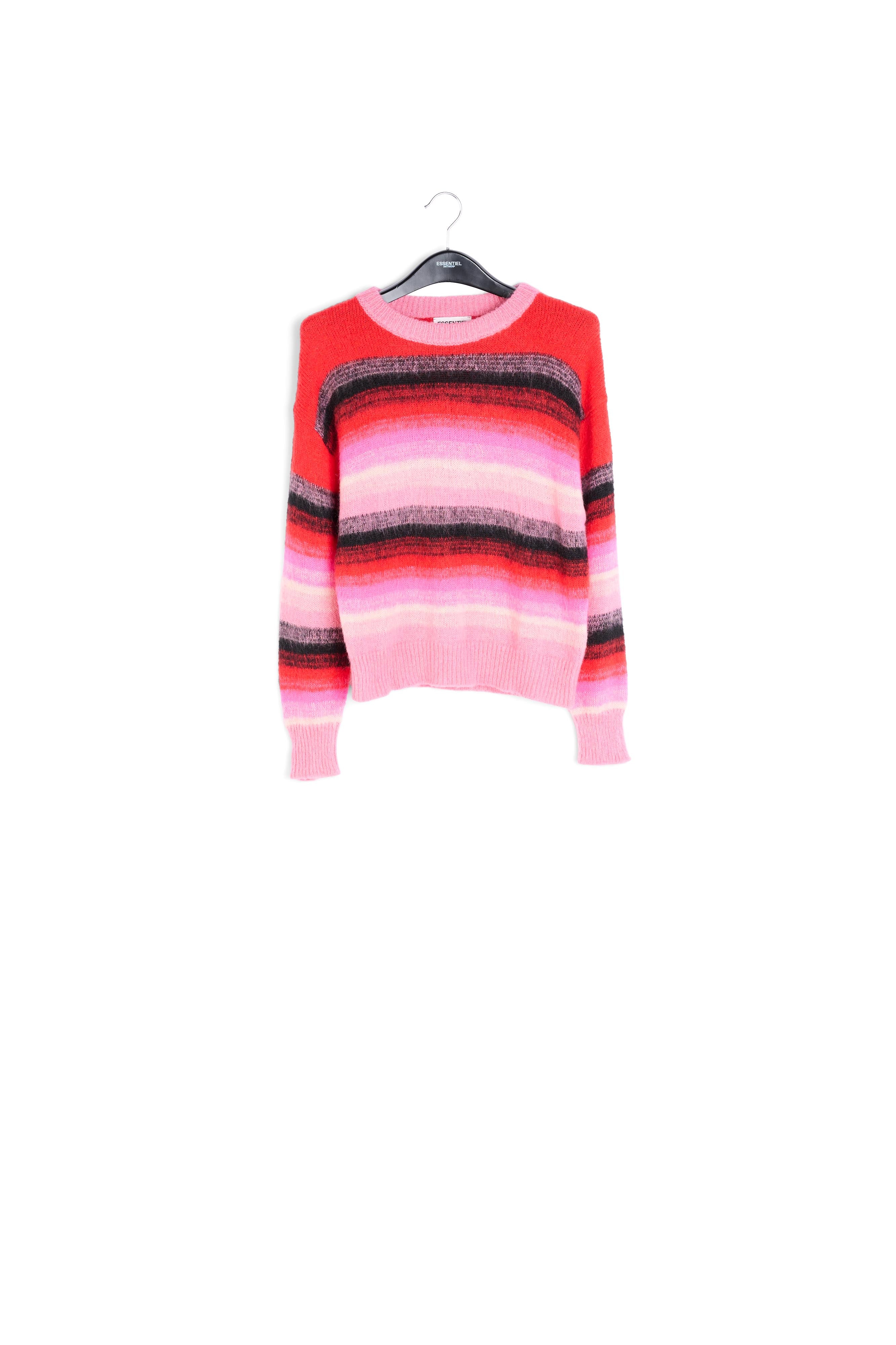 Red, pink and black striped knit sweater RE—SSENTIEL | Essentiel second hand