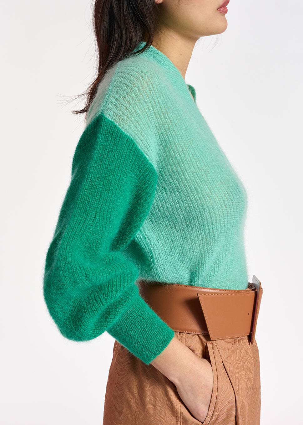 Turquoise v-neck mohair-blend sweater RE—SSENTIEL | Essentiel second hand