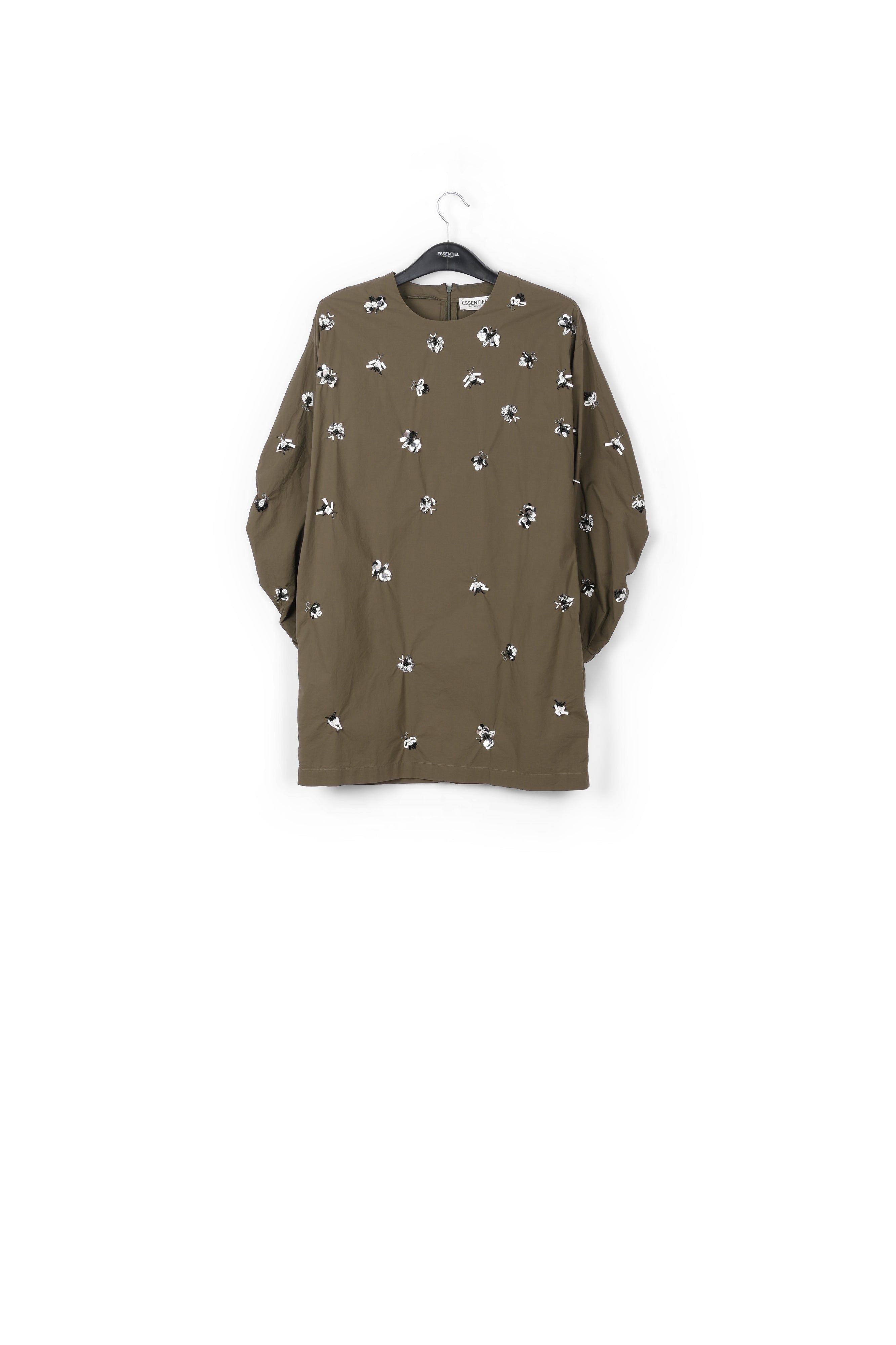 Robe kaki en coton popeline à paillettes RE—SSENTIEL | Essentiel second hand