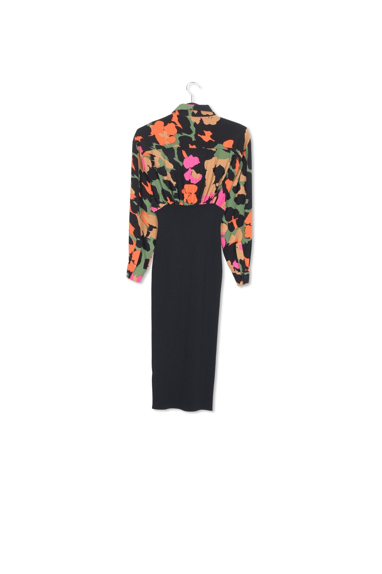 Black abstract-print and rib-knitted midi dress RE—SSENTIEL | Essentiel second hand