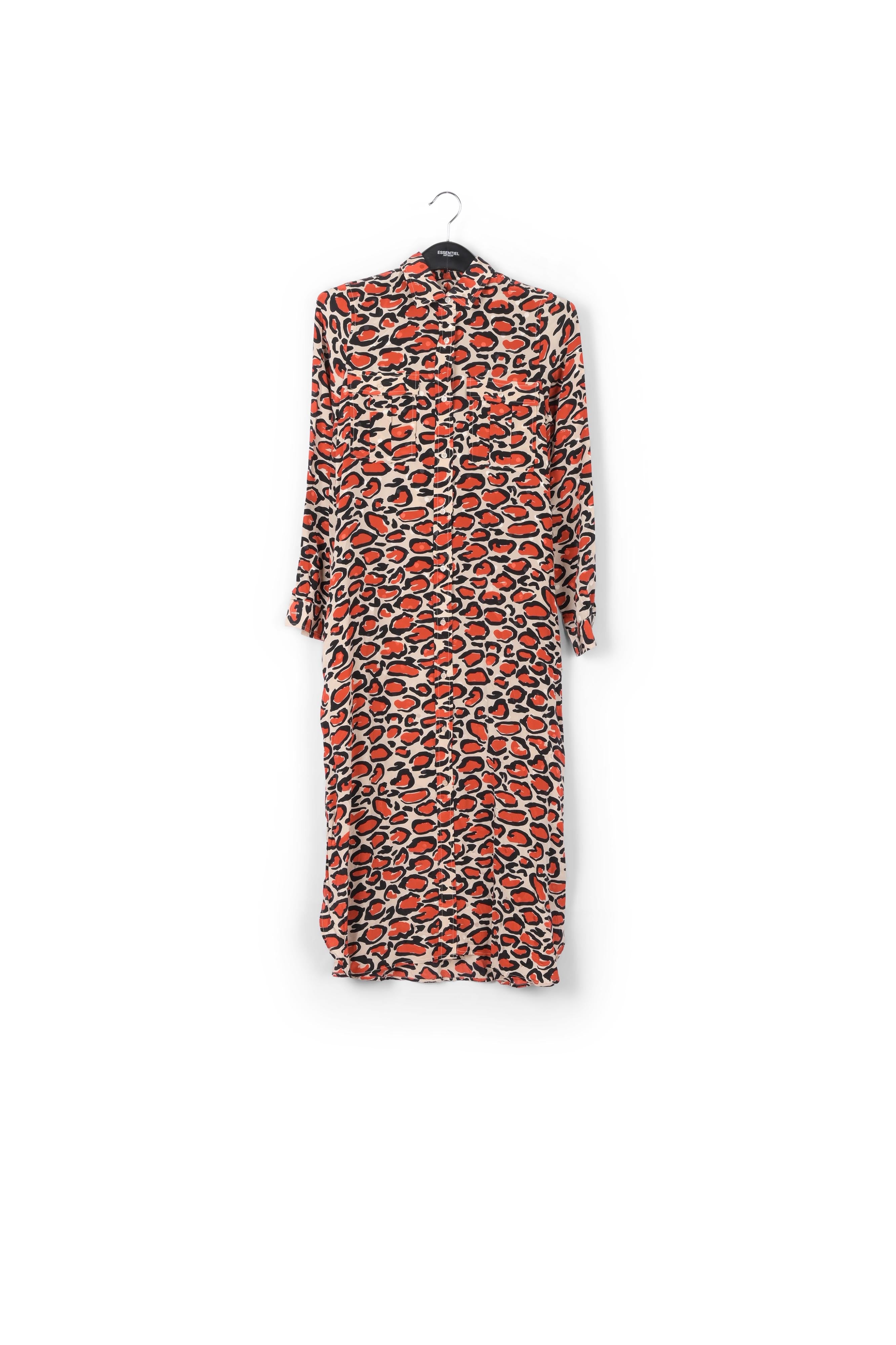 Robe chemise en soie écrue à imprimé léopard RE—SSENTIEL | Essentiel second hand