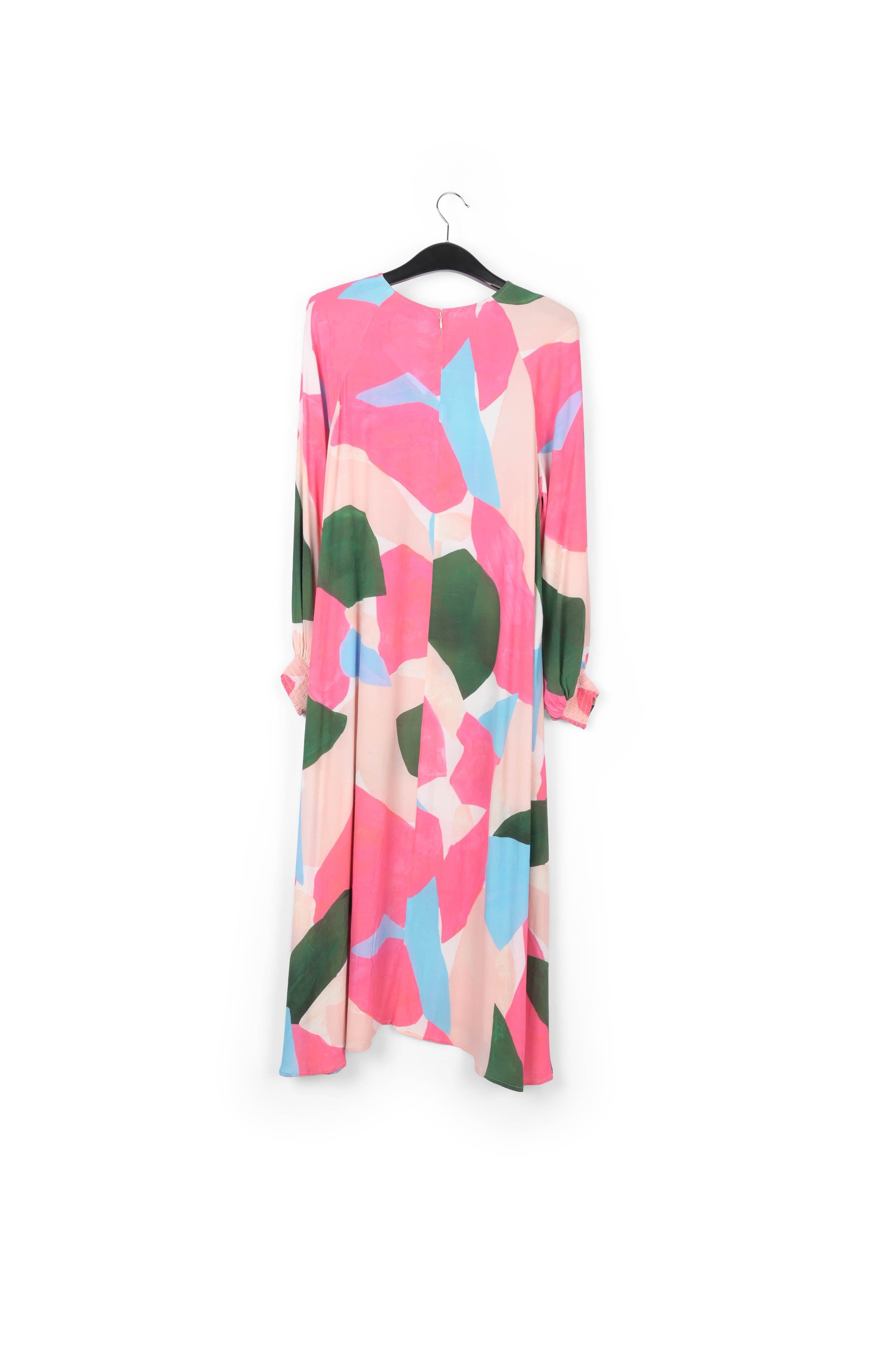 Light pink, pink and blue maxi-dress with graphic print RE—SSENTIEL | Essentiel second hand