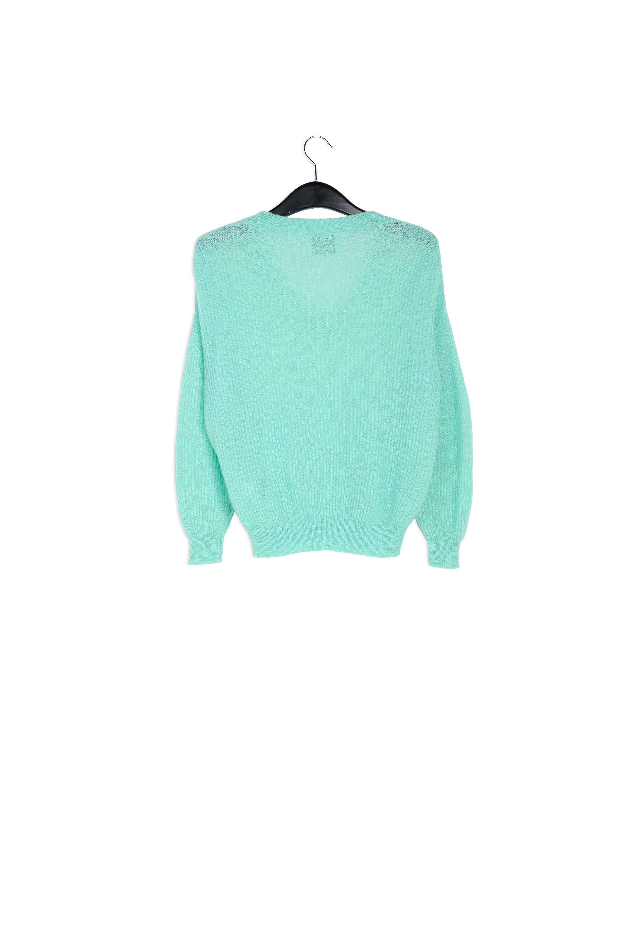 Turquoise mohair blend v-neck sweater RE—SSENTIEL | Essentiel second hand