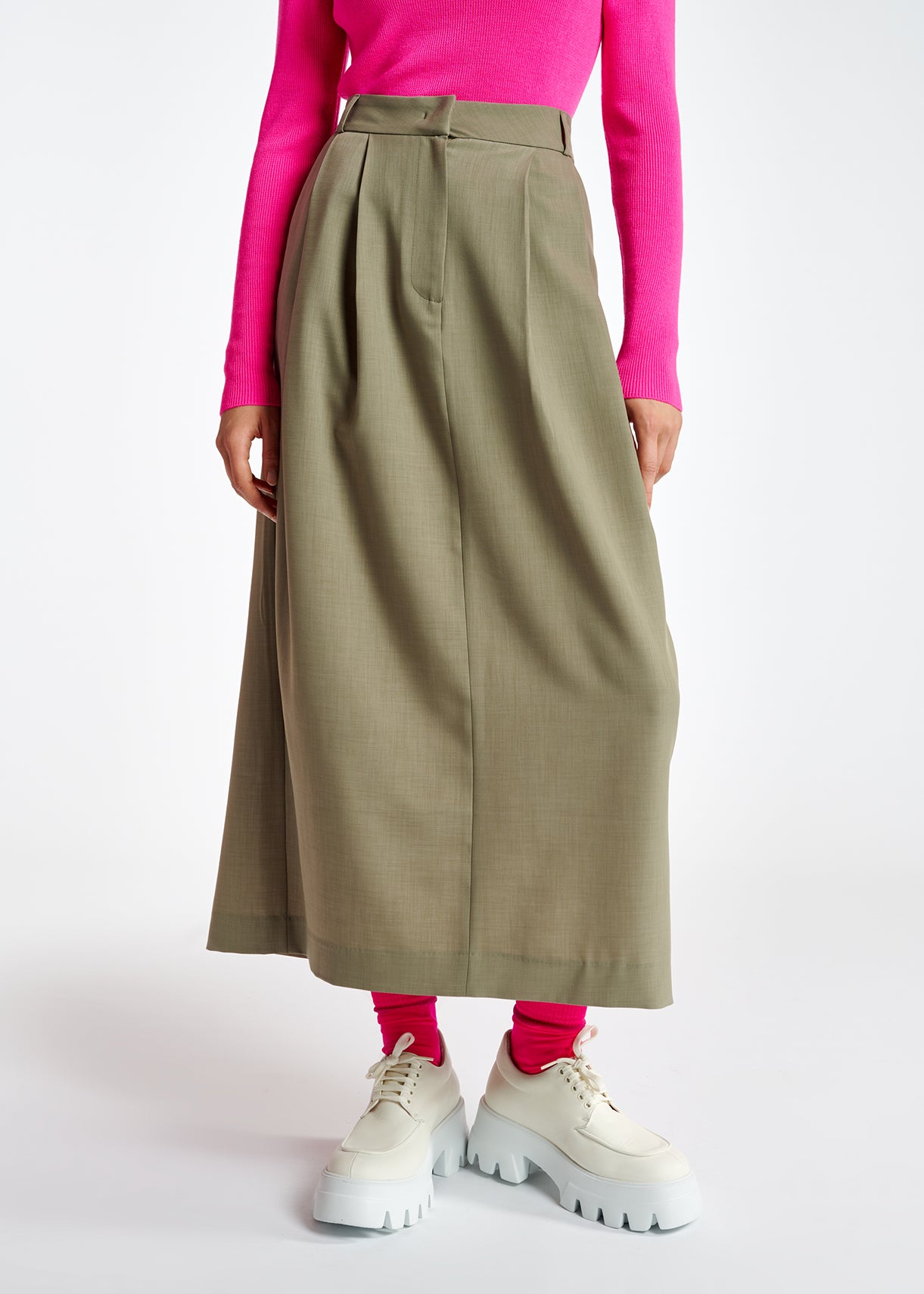 Khaki ankle-length skirt RE—SSENTIEL | Essentiel second hand
