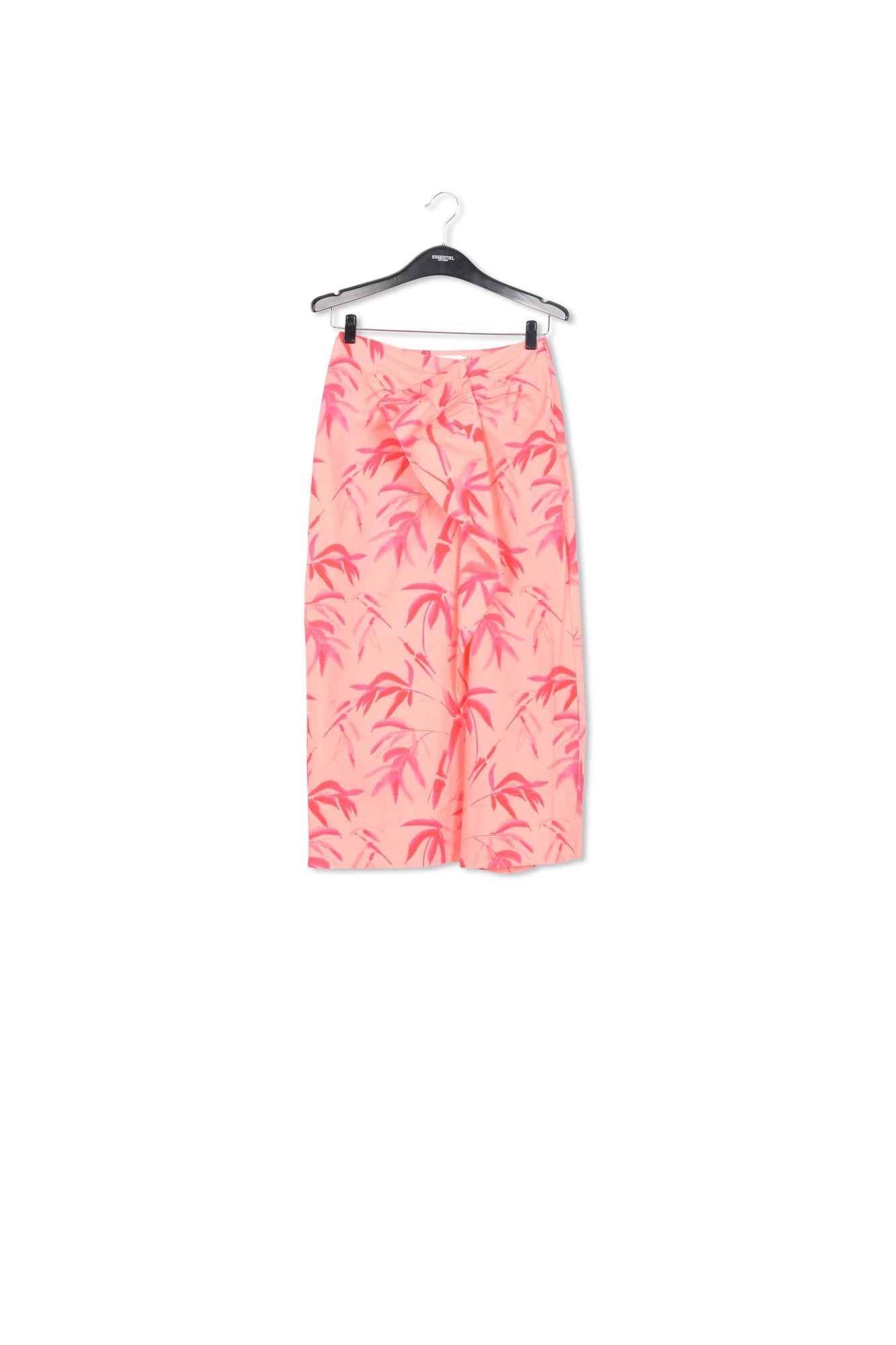 Peach cotton draped midi skirt with palm leaf print RE—SSENTIEL | Essentiel second hand