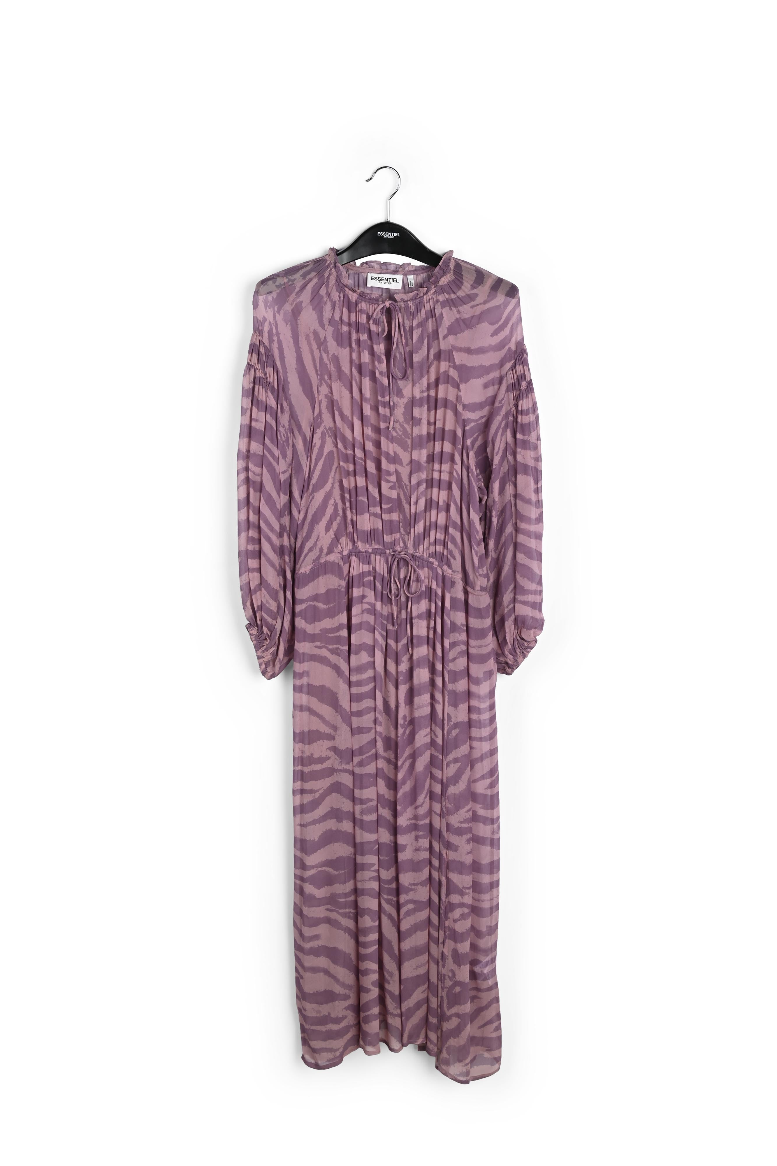 Lila wijde maxi-jurk met zebraprint RE—SSENTIEL | Essentiel second hand