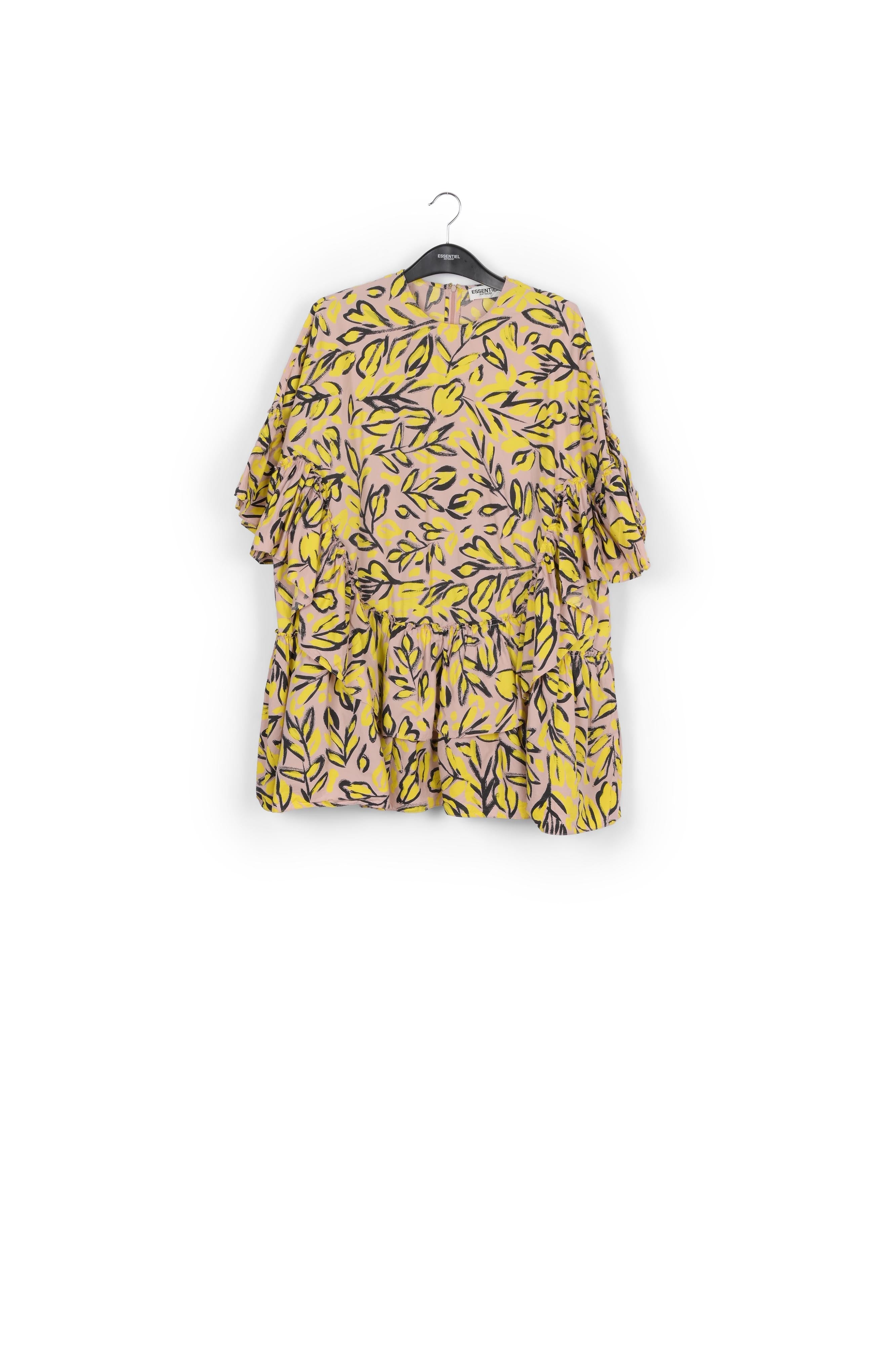 Beige ruffled cotton dress RE—SSENTIEL | Essentiel second hand