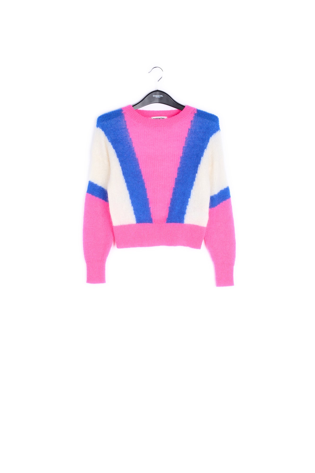 Neon pink, cobalt blue and off-white mohair-blend sweater RE—SSENTIEL | Essentiel second hand