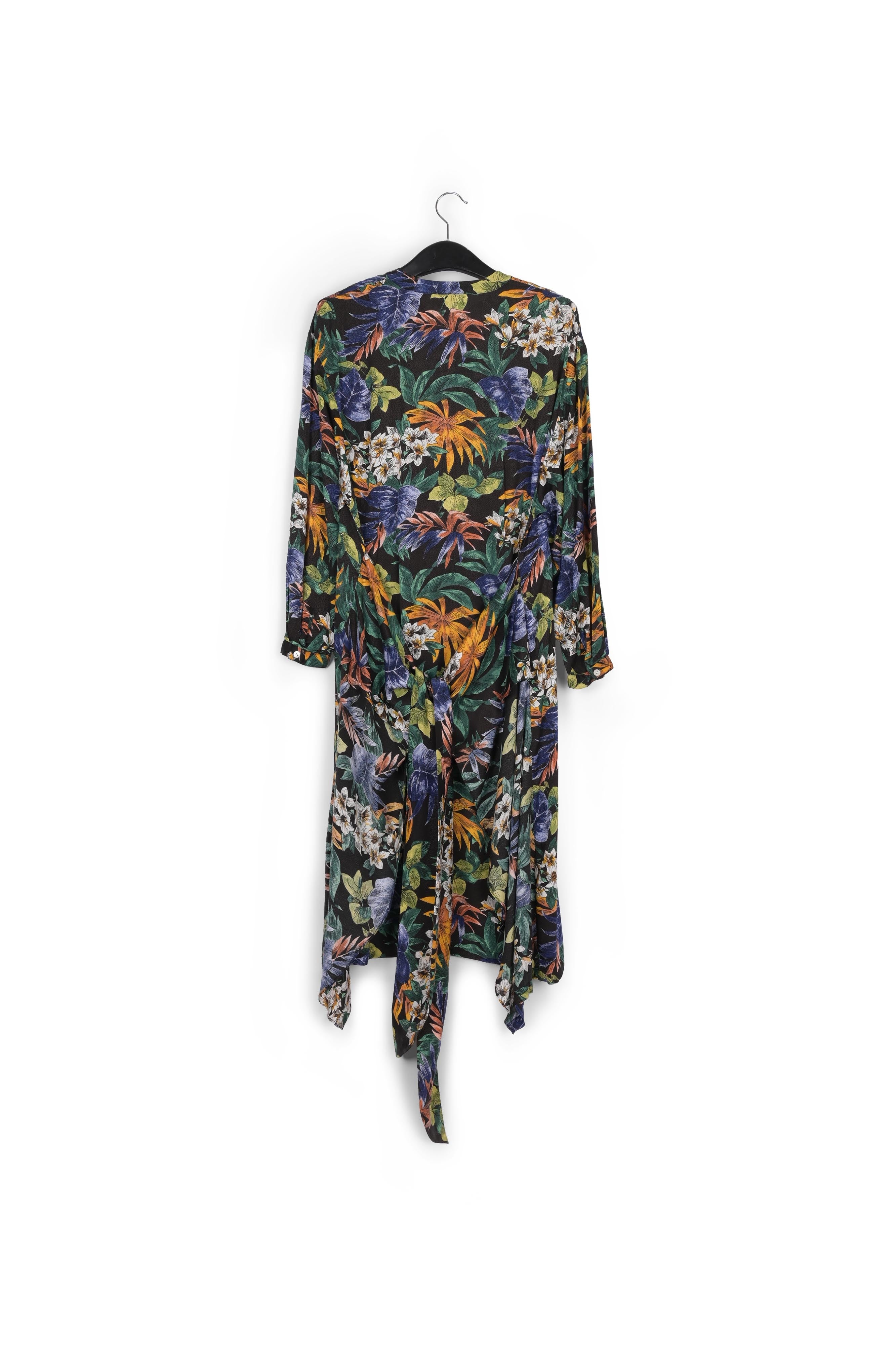 Blue, green and orange floral-print midi dress RE—SSENTIEL | Essentiel second hand