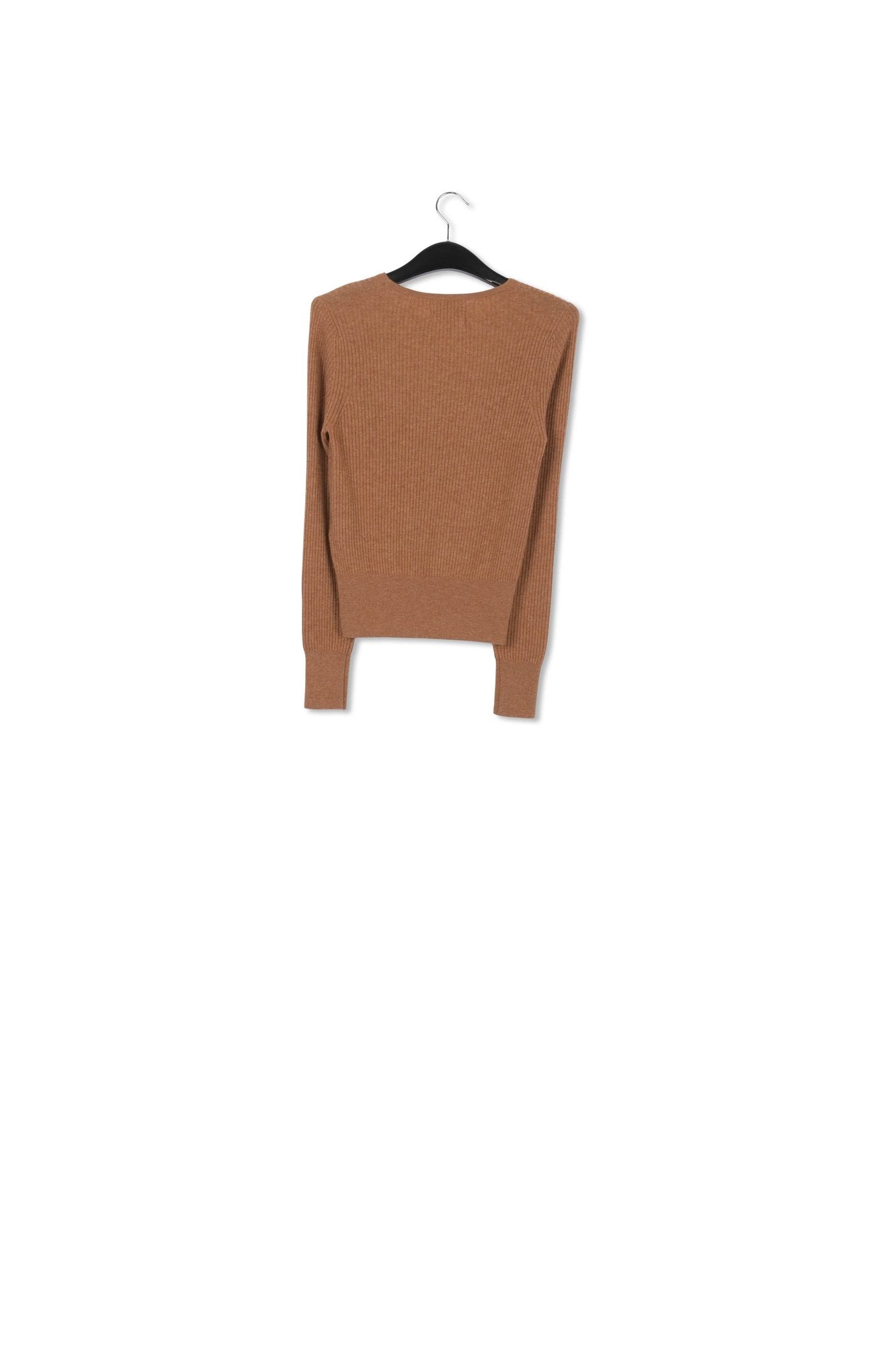 Pull en mérinos et cachemire camel en côtes RE—SSENTIEL | Essentiel second hand