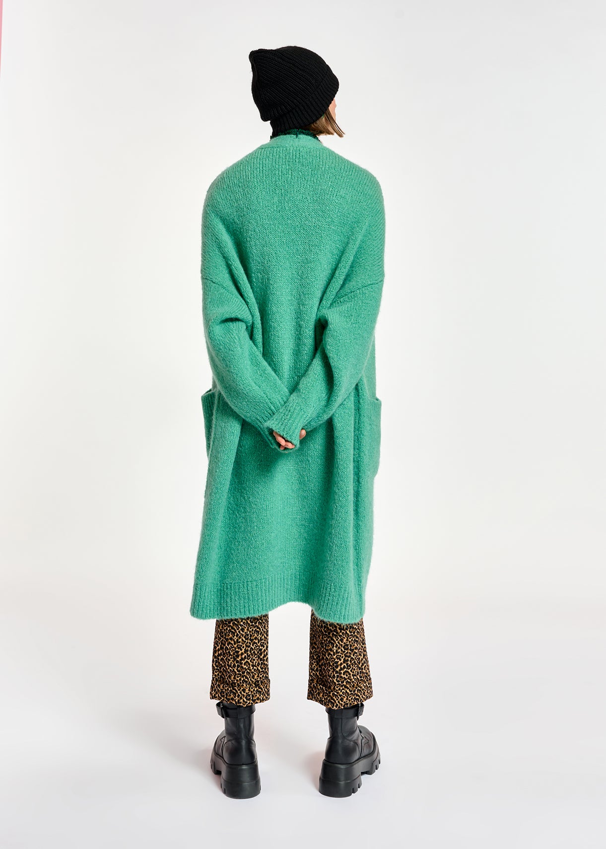 Teal midi-length mohair-blend cardigan RE—SSENTIEL | Essentiel second hand