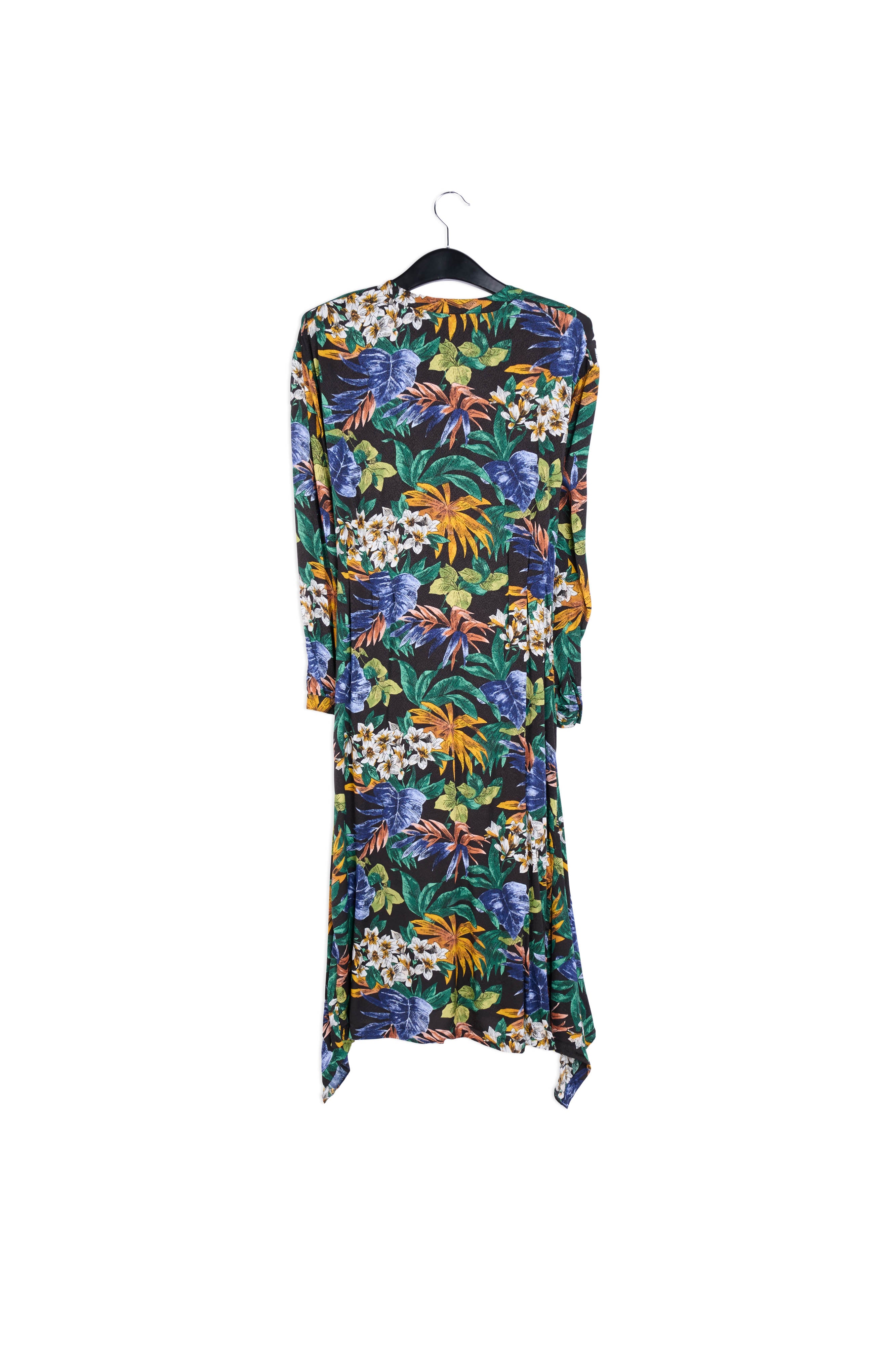 Blue, green and orange floral-print midi dress RE—SSENTIEL | Essentiel second hand