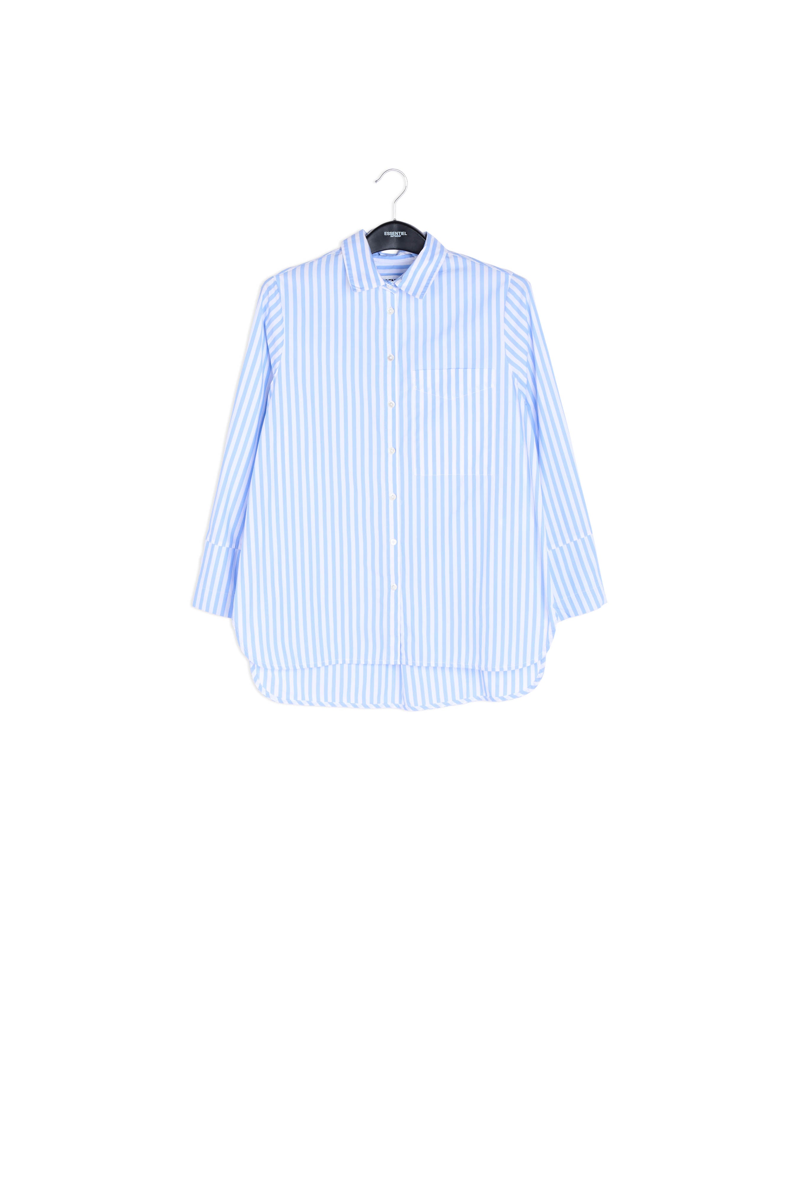 White and dark blue striped cotton shirt (ready to publish wrong_packshots) RE—SSENTIEL | Essentiel second hand