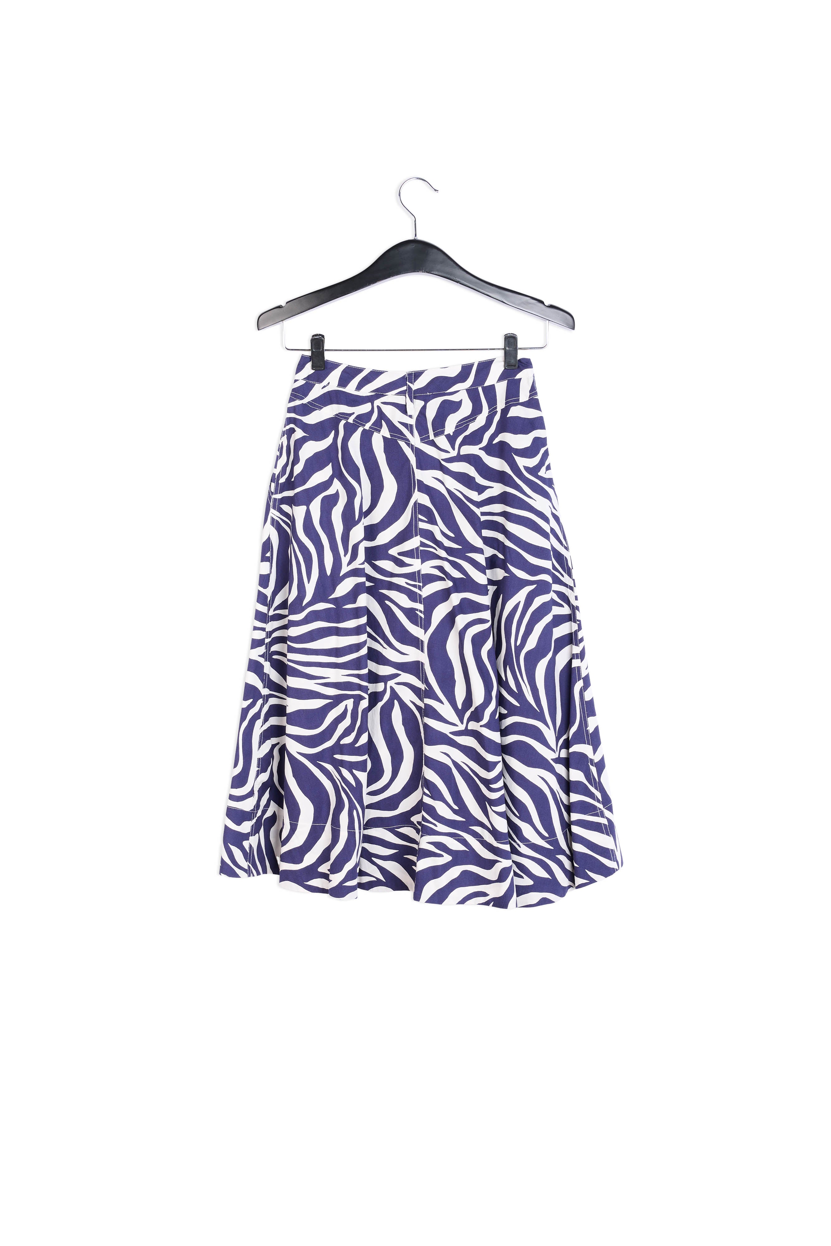 Gebroken witte en marineblauwe midirok met zebraprint RE—SSENTIEL | Essentiel second hand