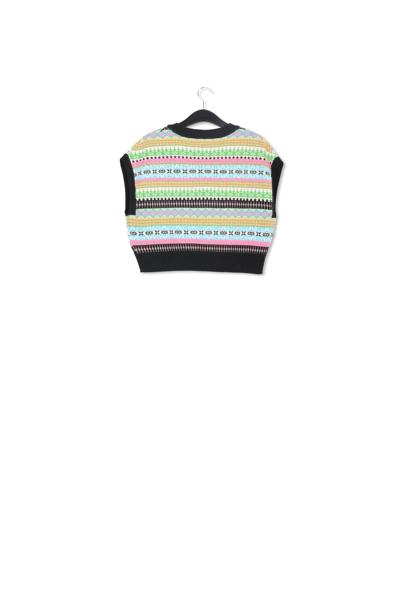 Multicolor jacquard-knit sleeveless sweater RE—SSENTIEL | Essentiel second hand