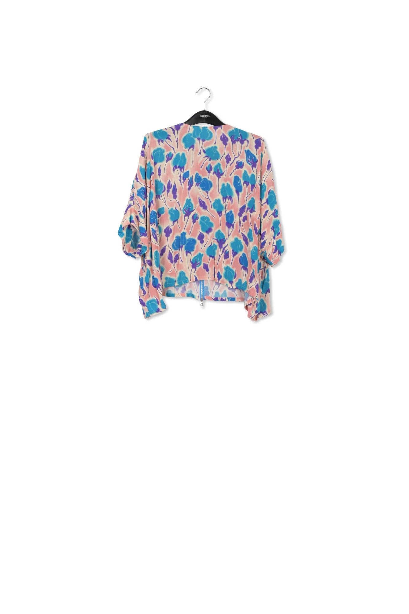 Light pink, blue and purple floral print oversized top RE—SSENTIEL | Essentiel second hand