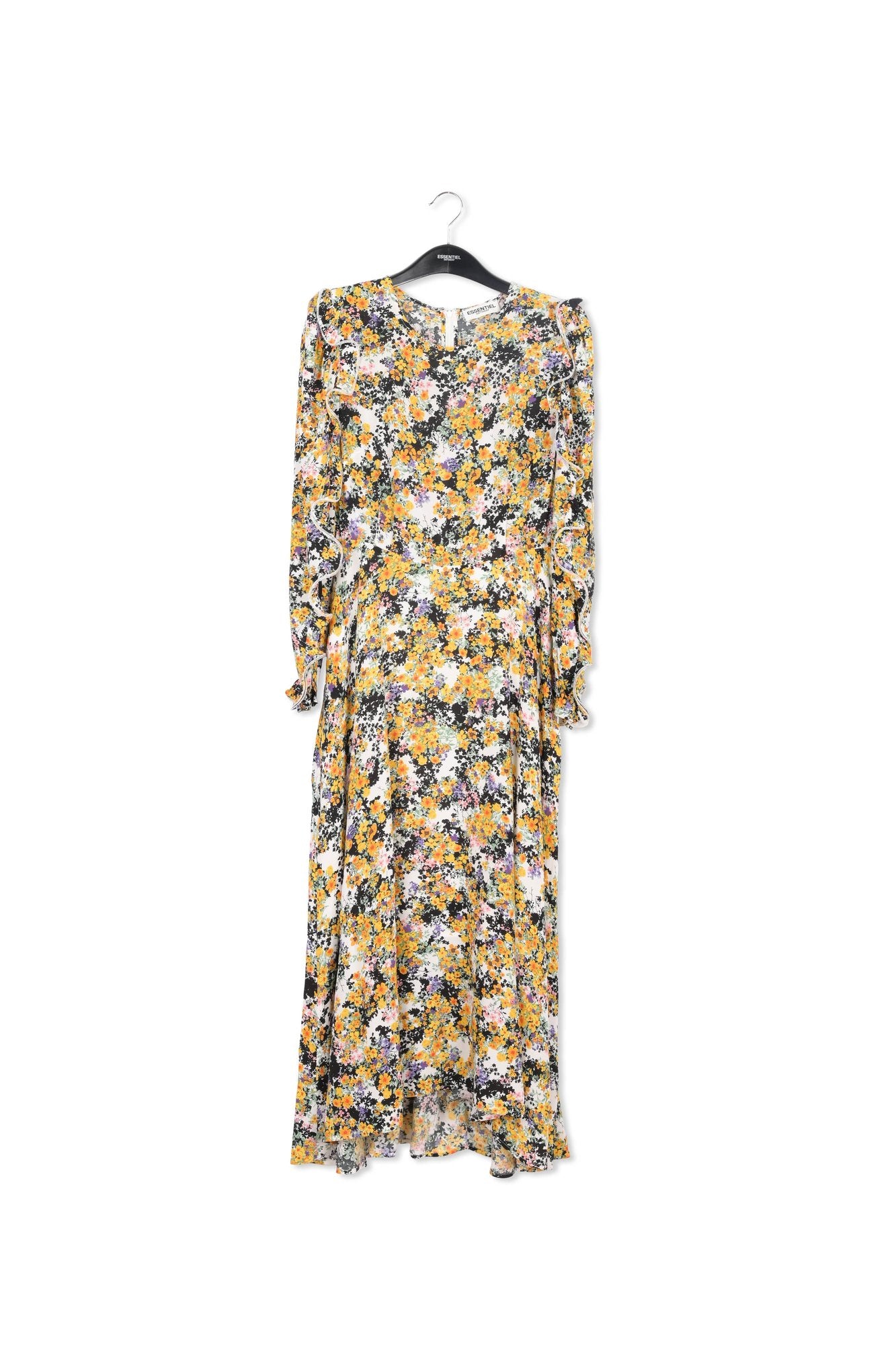 Off-white ruffled floral-print maxi dress RE—SSENTIEL | Essentiel second hand