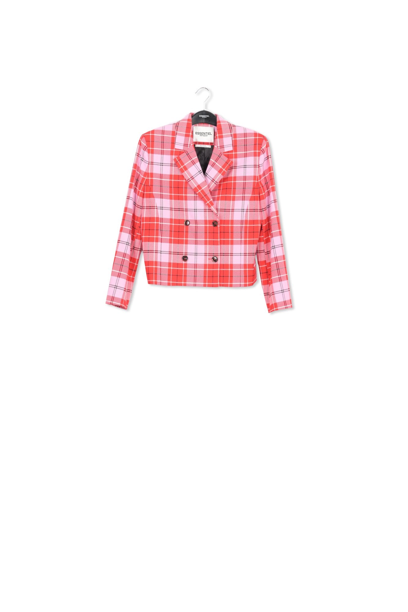 Red check cropped-fit blazer RE—SSENTIEL | Essentiel second hand