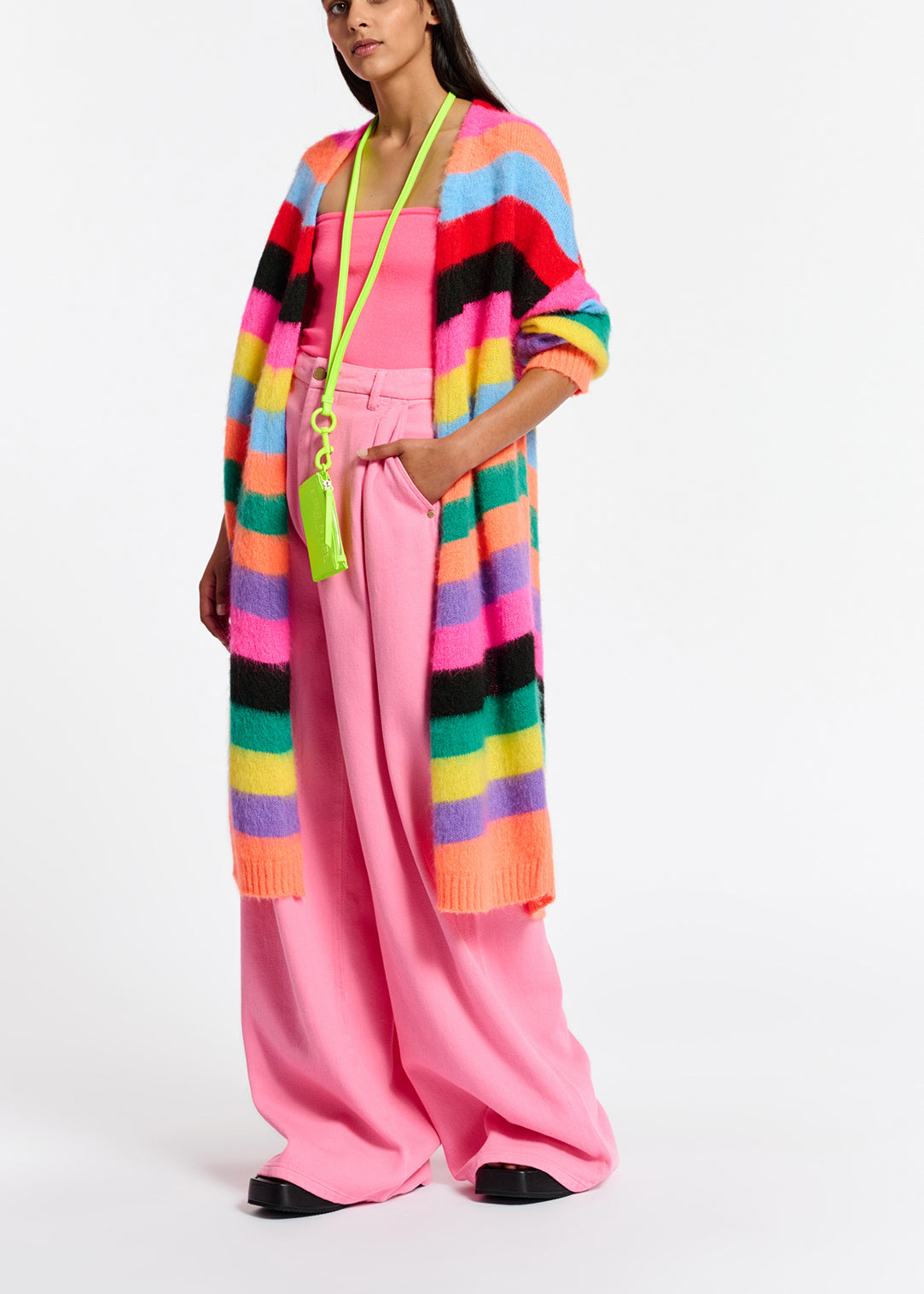 Multicolor striped midi-length cardigan RE—SSENTIEL | Essentiel second hand