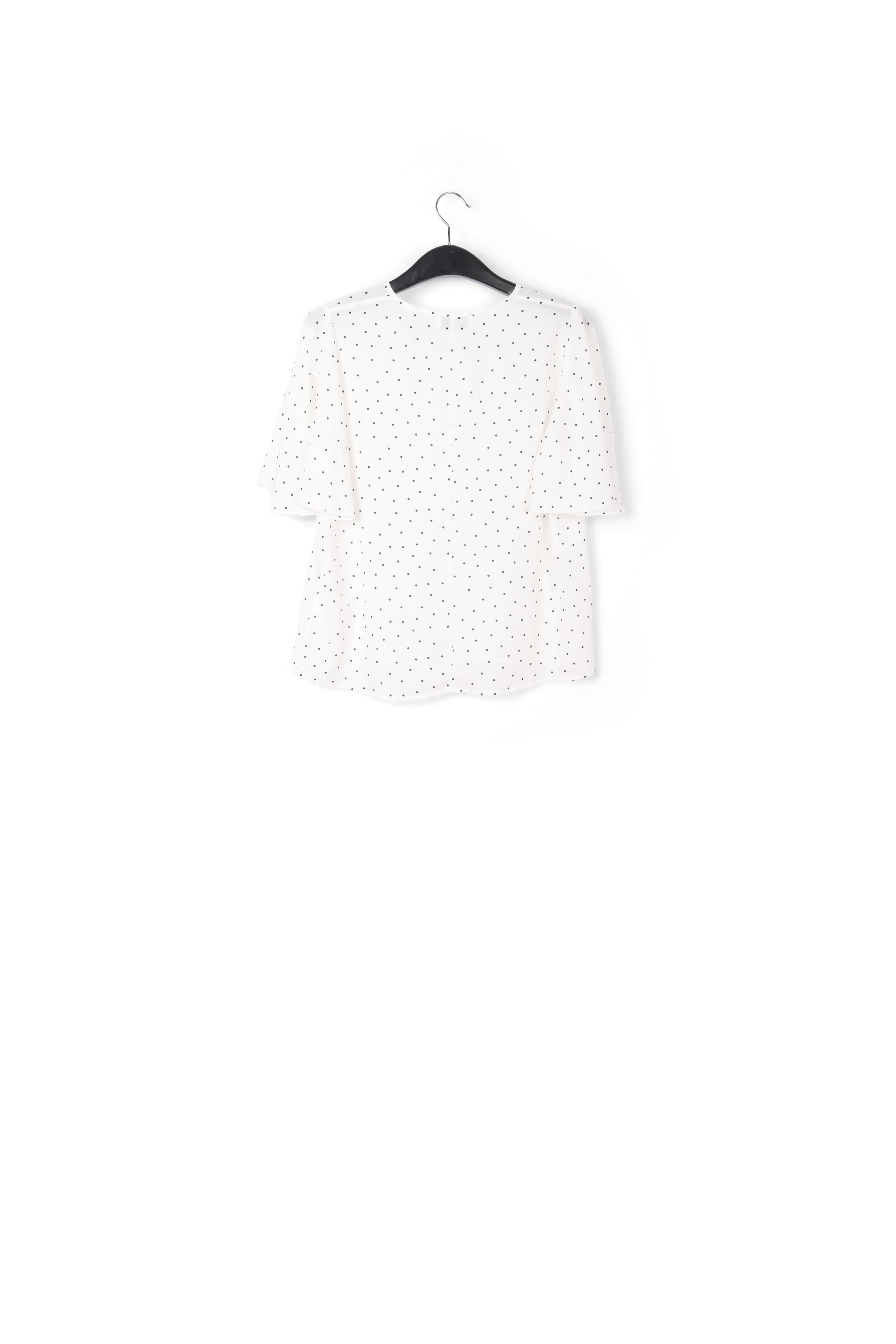 White polka dot v-neck top RE—SSENTIEL | Essentiel second hand