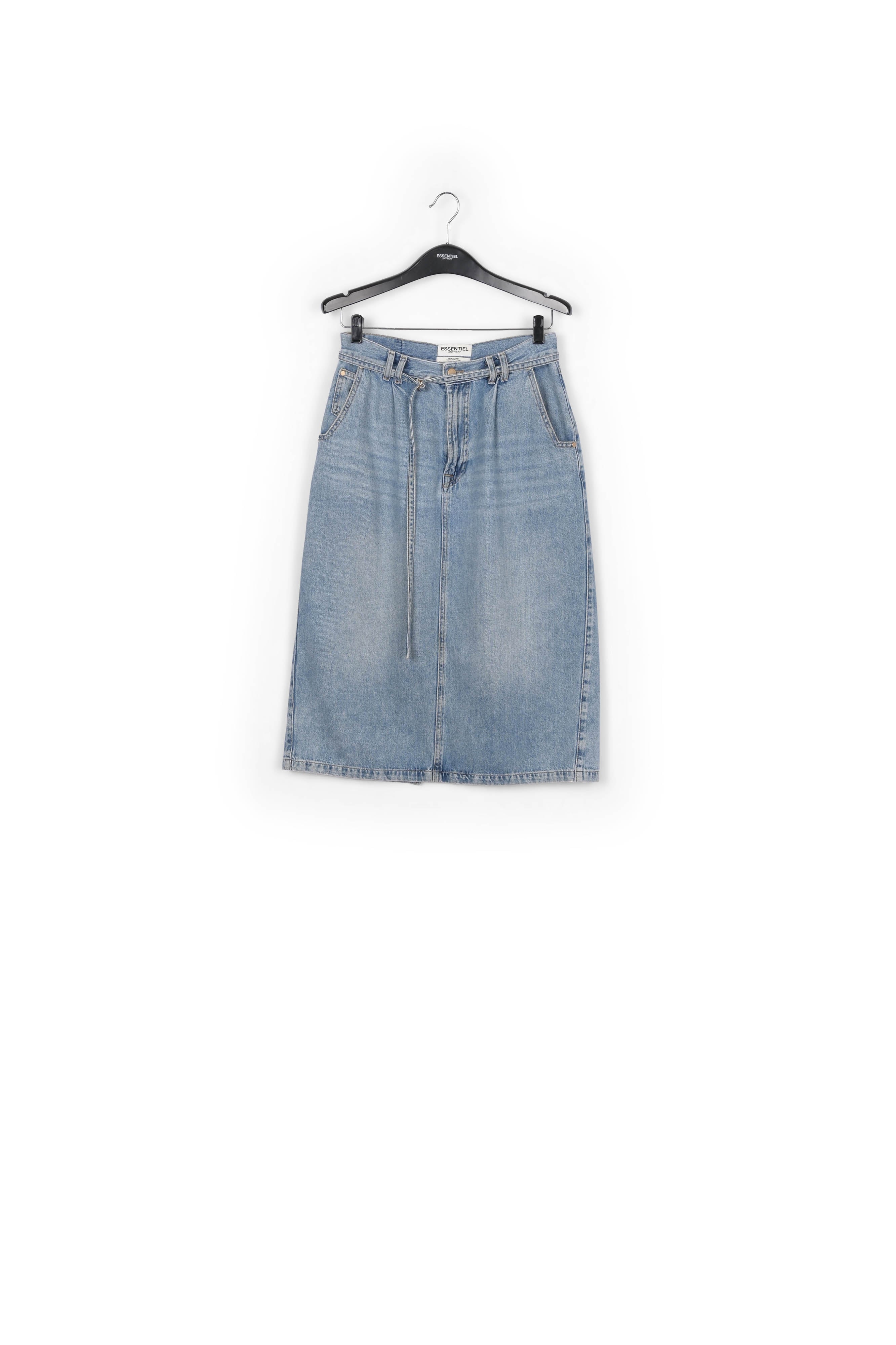 Jupe A à taille haute en denim bleu RE—SSENTIEL | Essentiel second hand