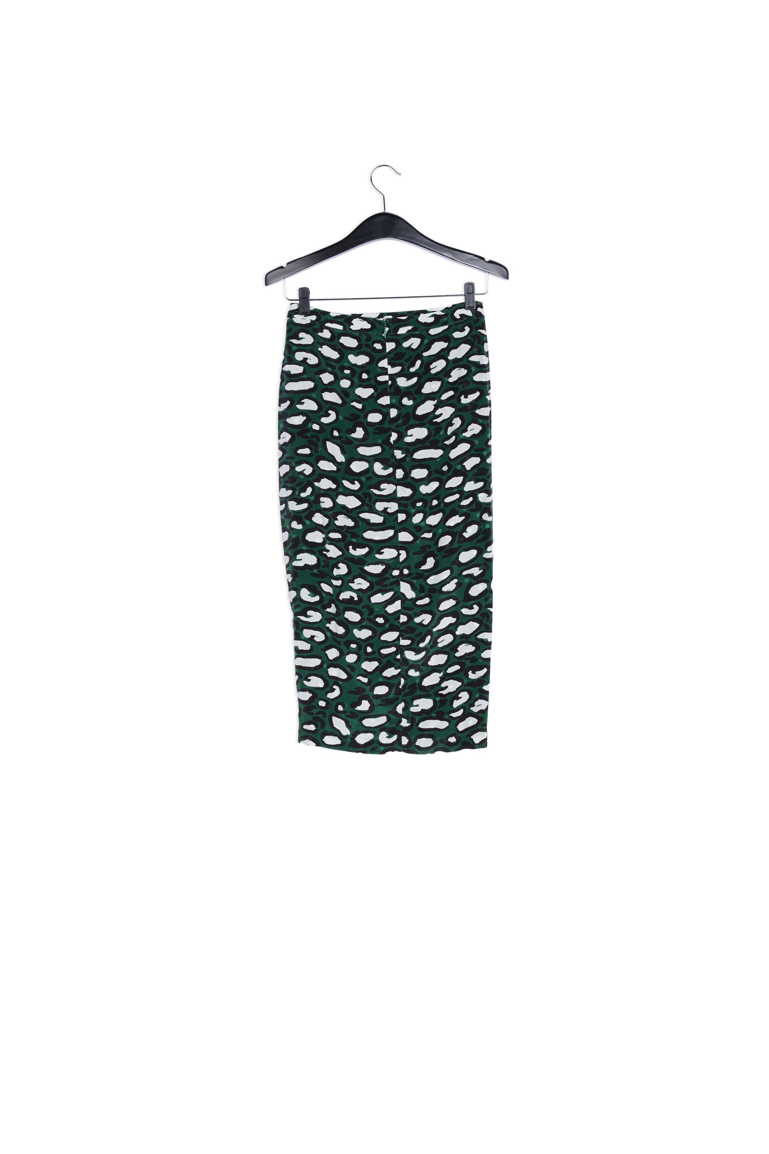 Jupe crayon en soie vert kaki à imprimé léopard RE—SSENTIEL | Essentiel second hand