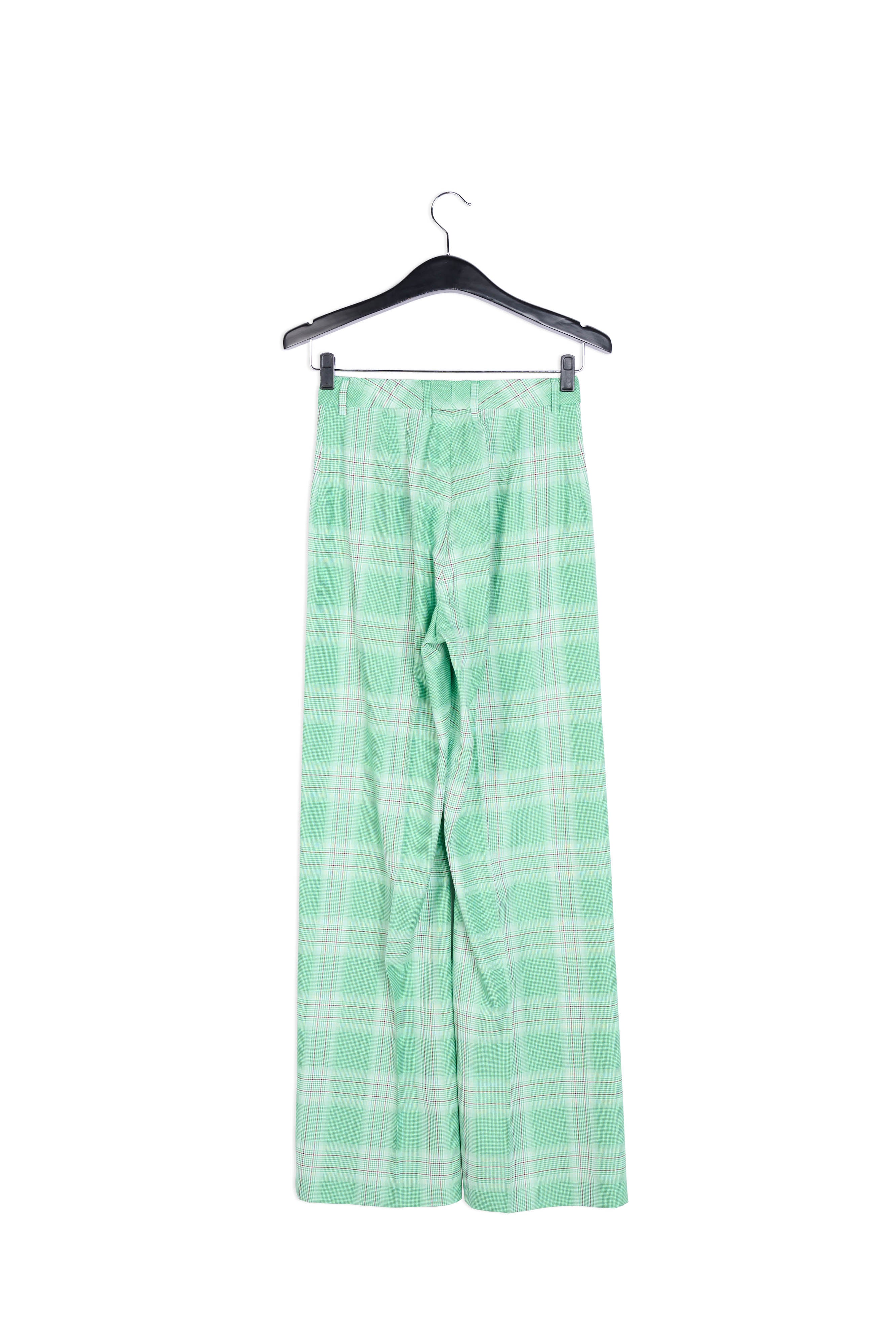 Green plaid wide-leg pants RE—SSENTIEL | Essentiel second hand