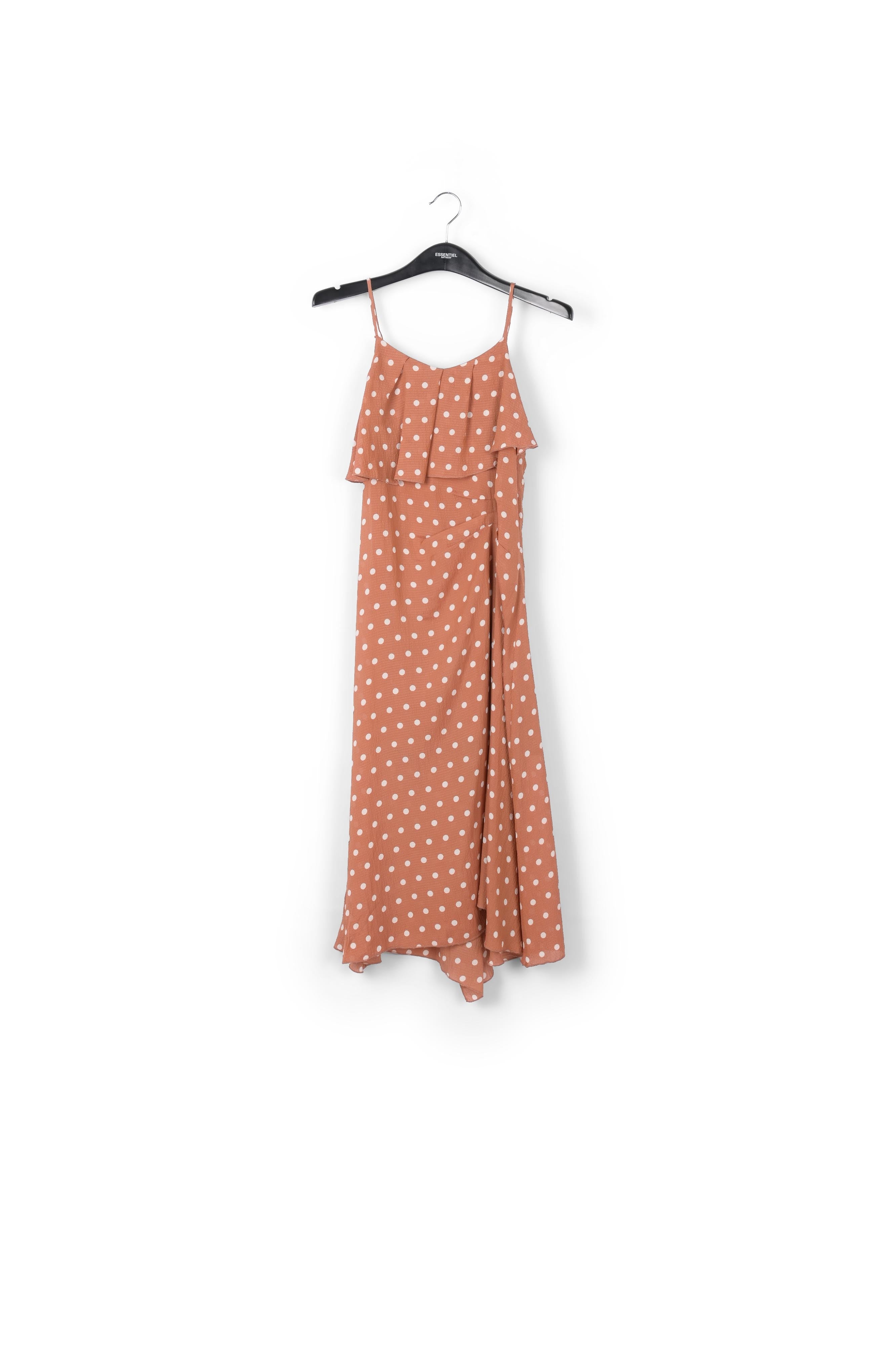 Brown and white polka-dot slip dress RE—SSENTIEL | Essentiel second hand