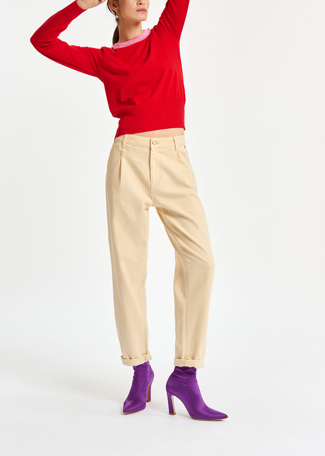 Ecru denim tapered high-rise jeans RE—SSENTIEL | Essentiel second hand