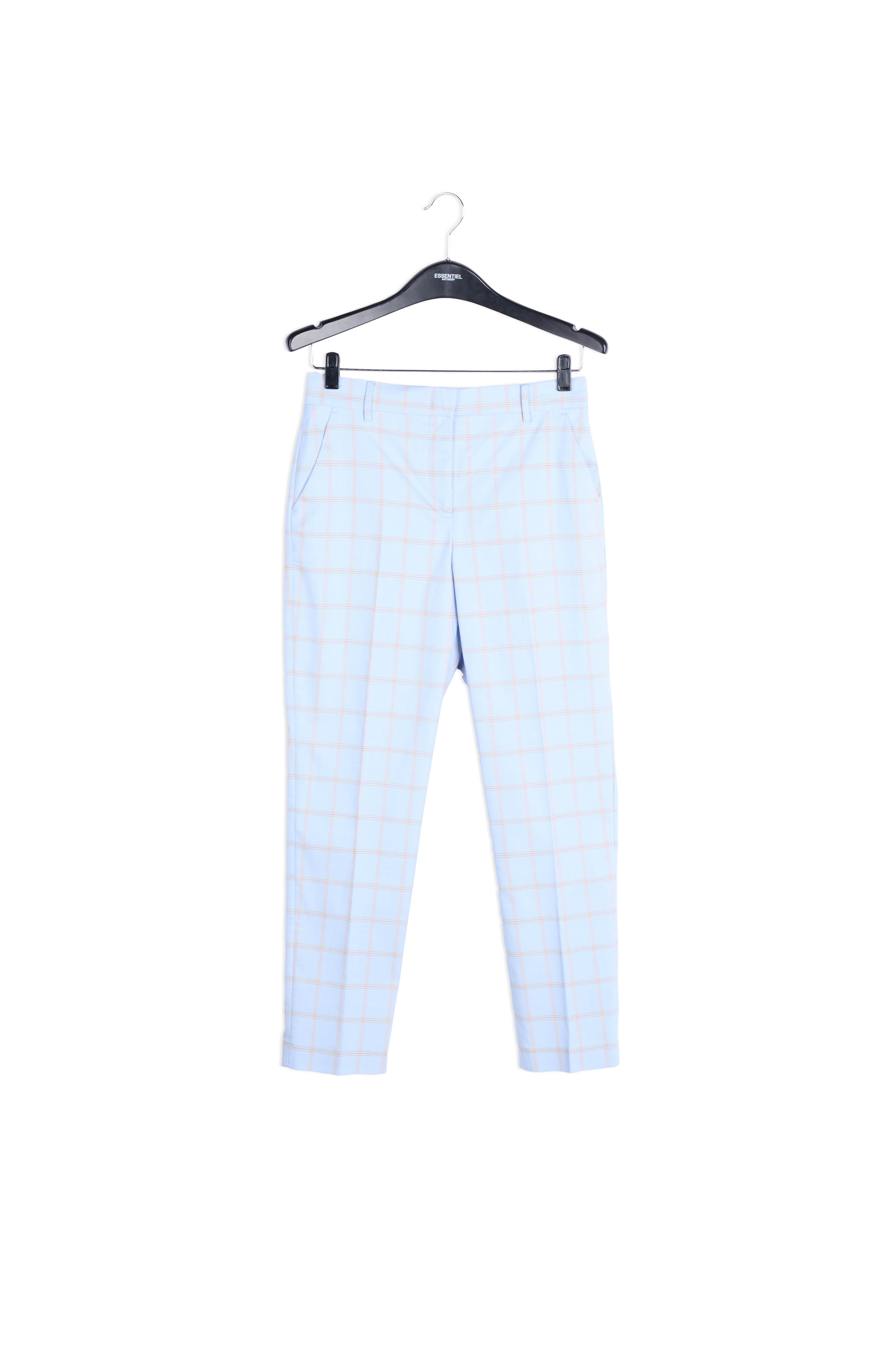 Lichtblauwe geklede tartanbroek RE—SSENTIEL | Essentiel second hand