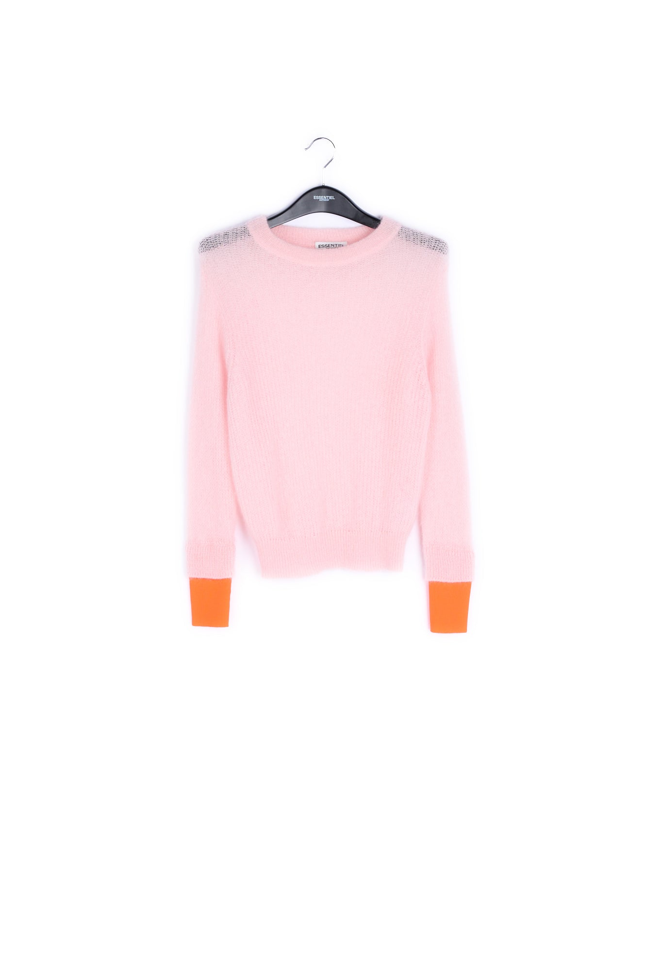 Light pink mohair-blend sweater with neon cuffs RE—SSENTIEL | Essentiel second hand