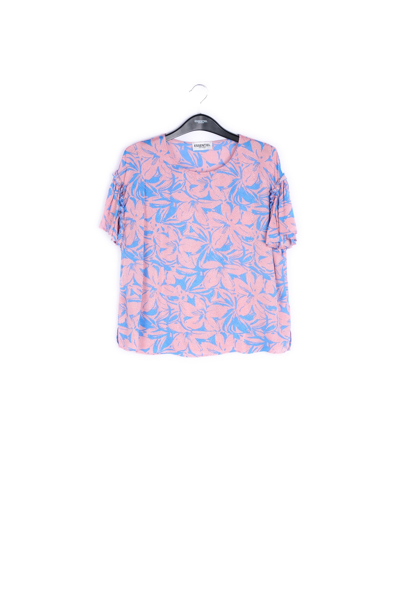 Light pink and floral short-sleeved top RE—SSENTIEL | Essentiel second hand