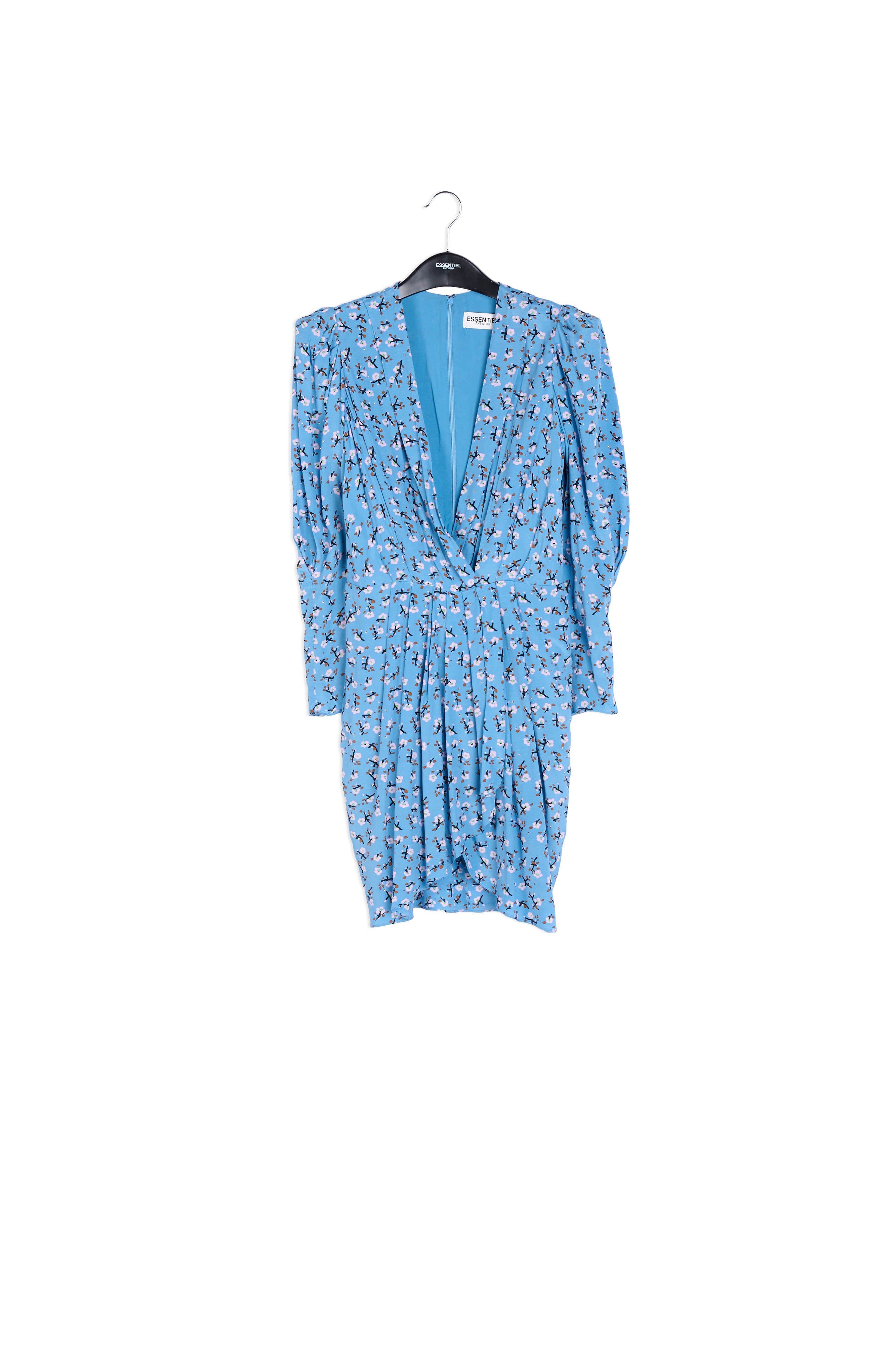 Blue floral-print mini wrap dress RE—SSENTIEL | Essentiel second hand
