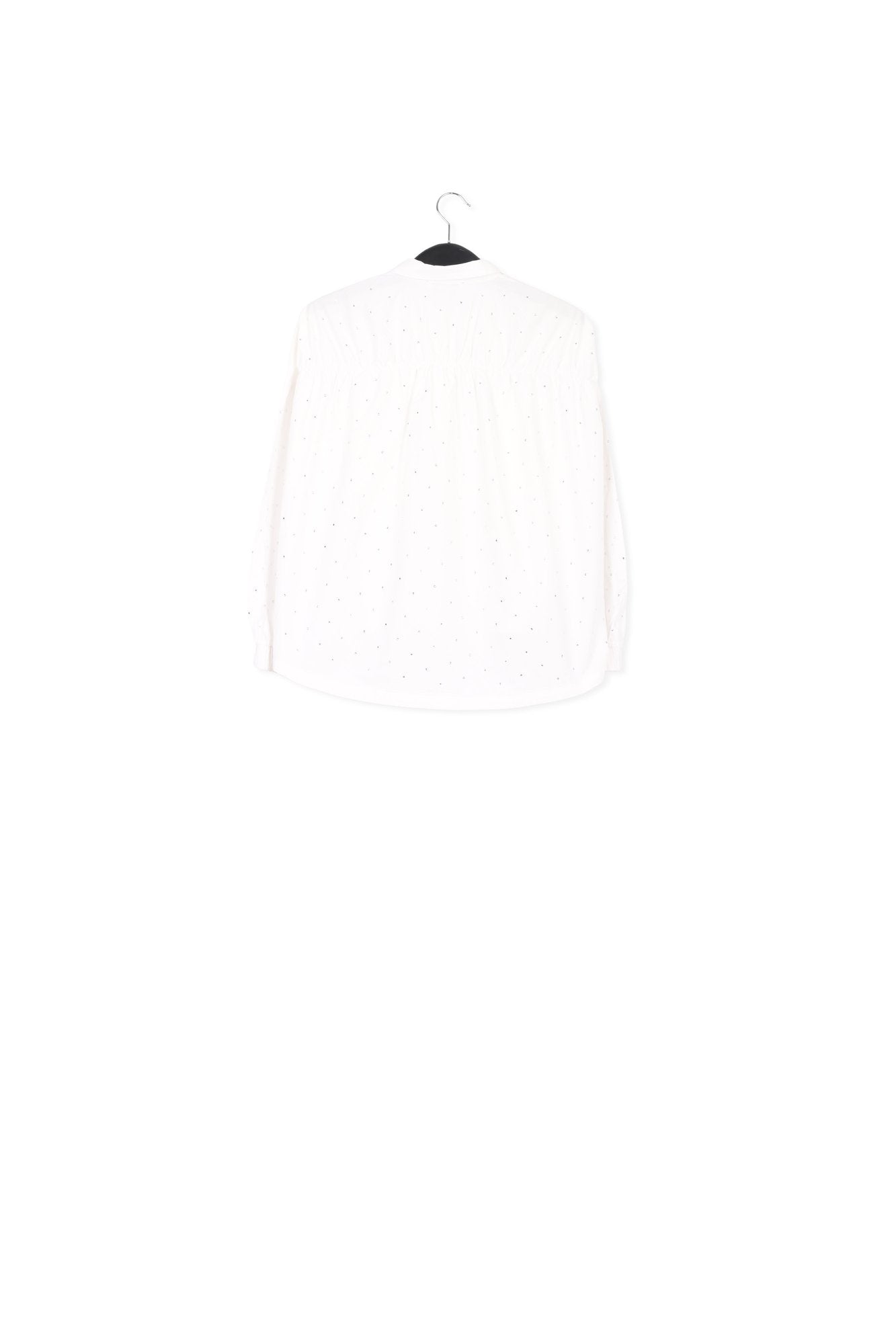 White oversized cotton-poplin shirt with rhinestones RE—SSENTIEL | Essentiel second hand