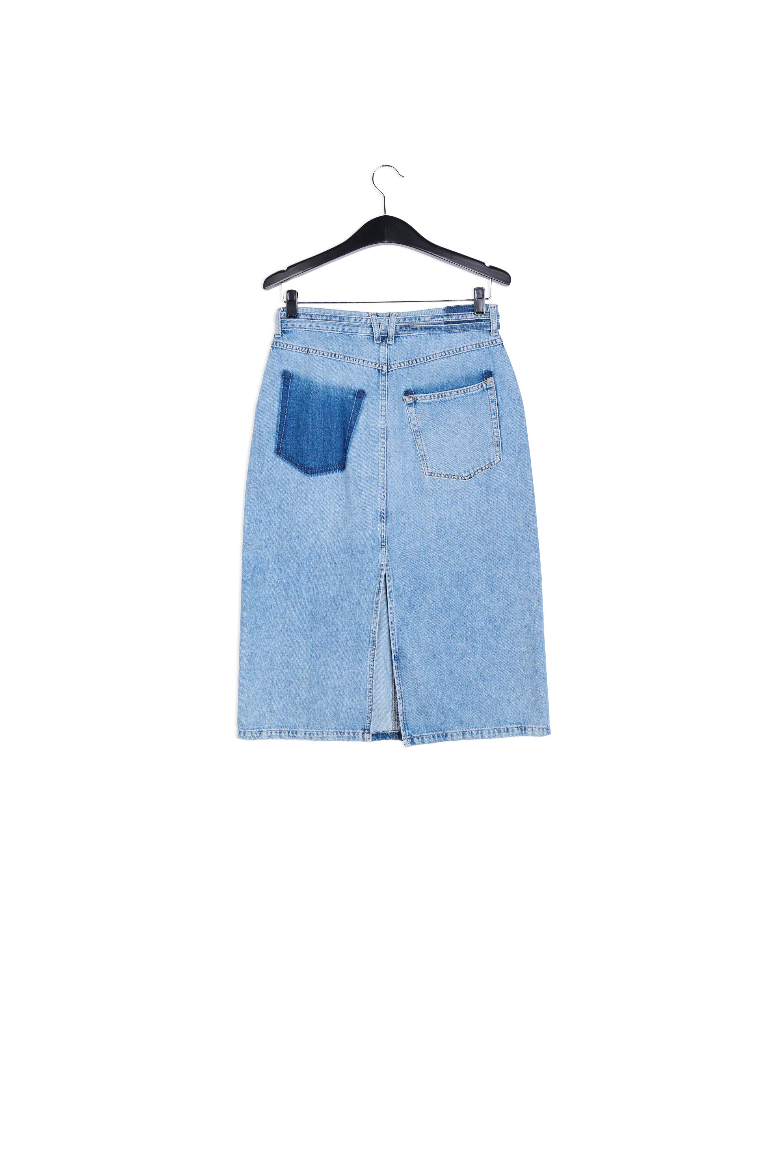 Blue high-waisted denim a-line skirt RE—SSENTIEL | Essentiel second hand