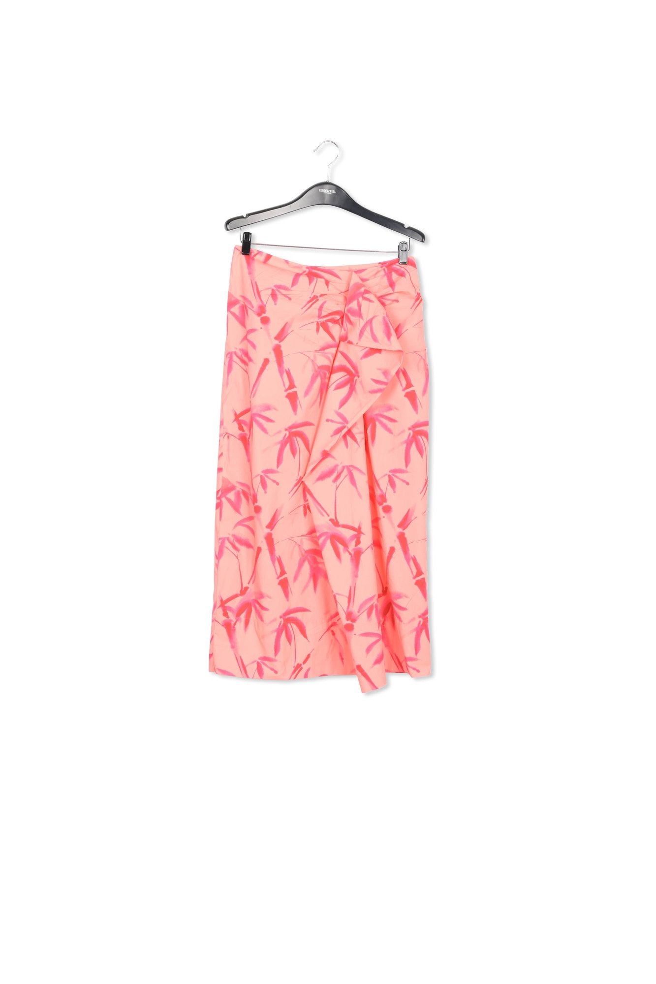 Peach cotton draped midi skirt with palm leaf print RE—SSENTIEL | Essentiel second hand