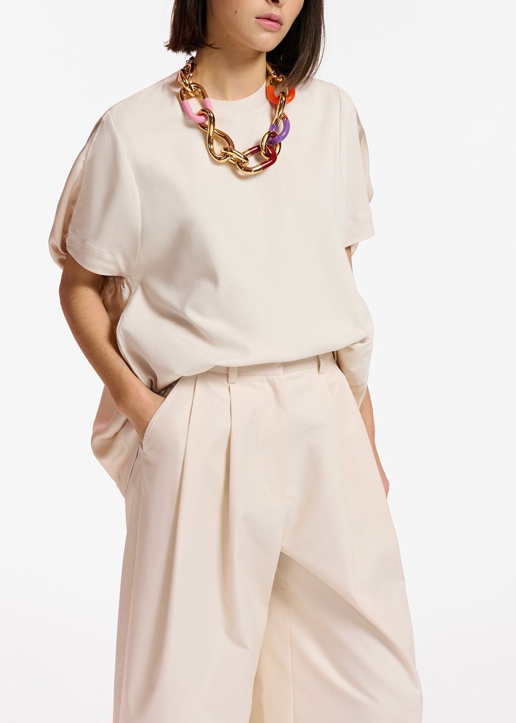 Off-white T-shirt with silk back panel RE—SSENTIEL | Essentiel second hand