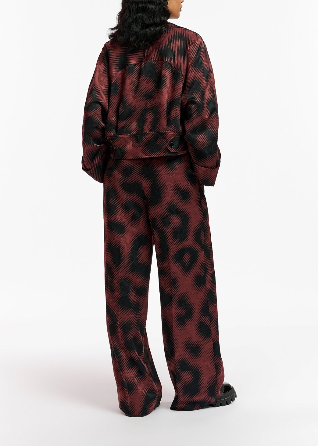 Brown jacquard belted pants with leopard print RE—SSENTIEL | Essentiel second hand