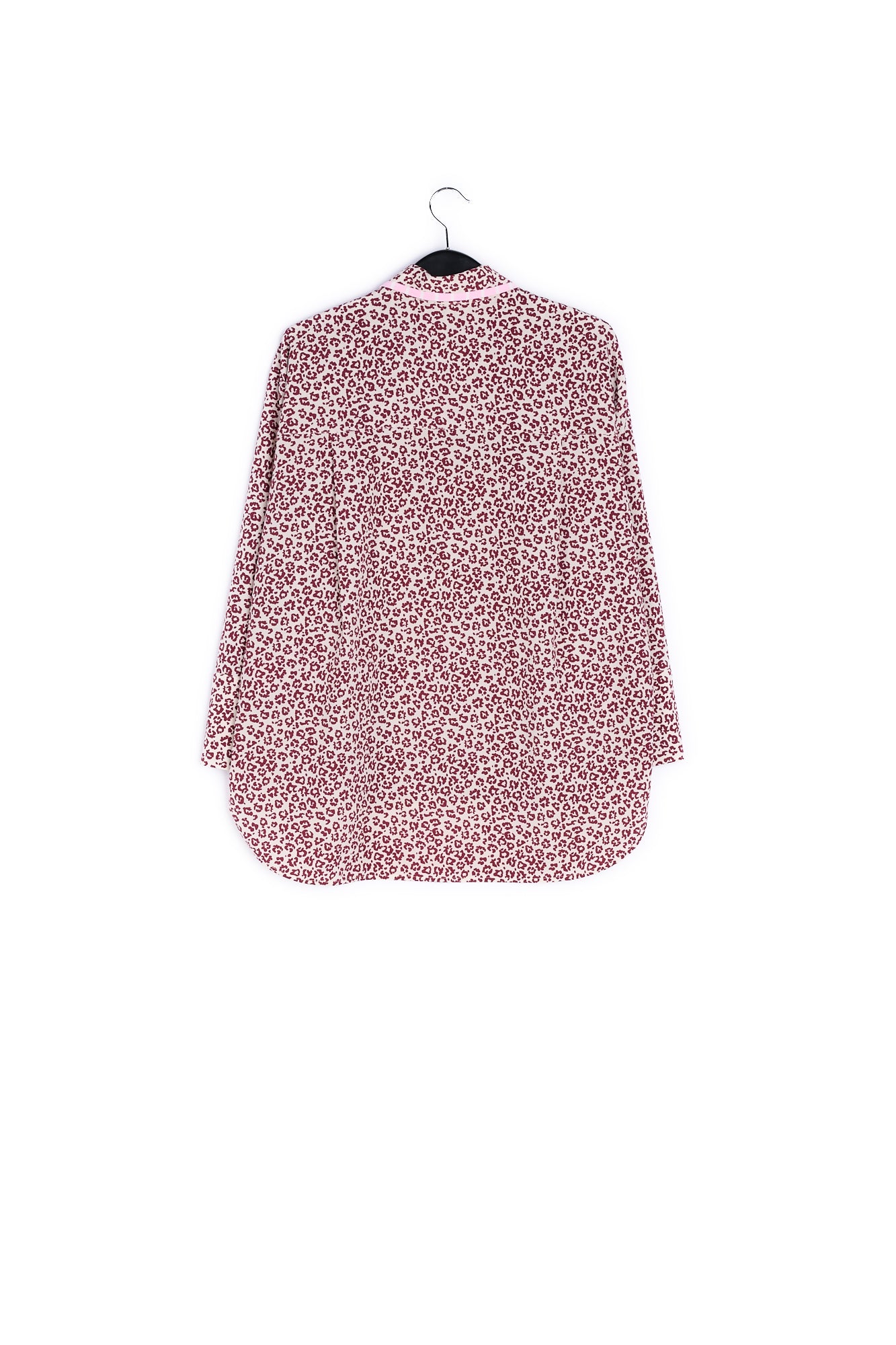 Pink and white striped shirt with contrasting animal print collar trim RE—SSENTIEL | Essentiel second hand