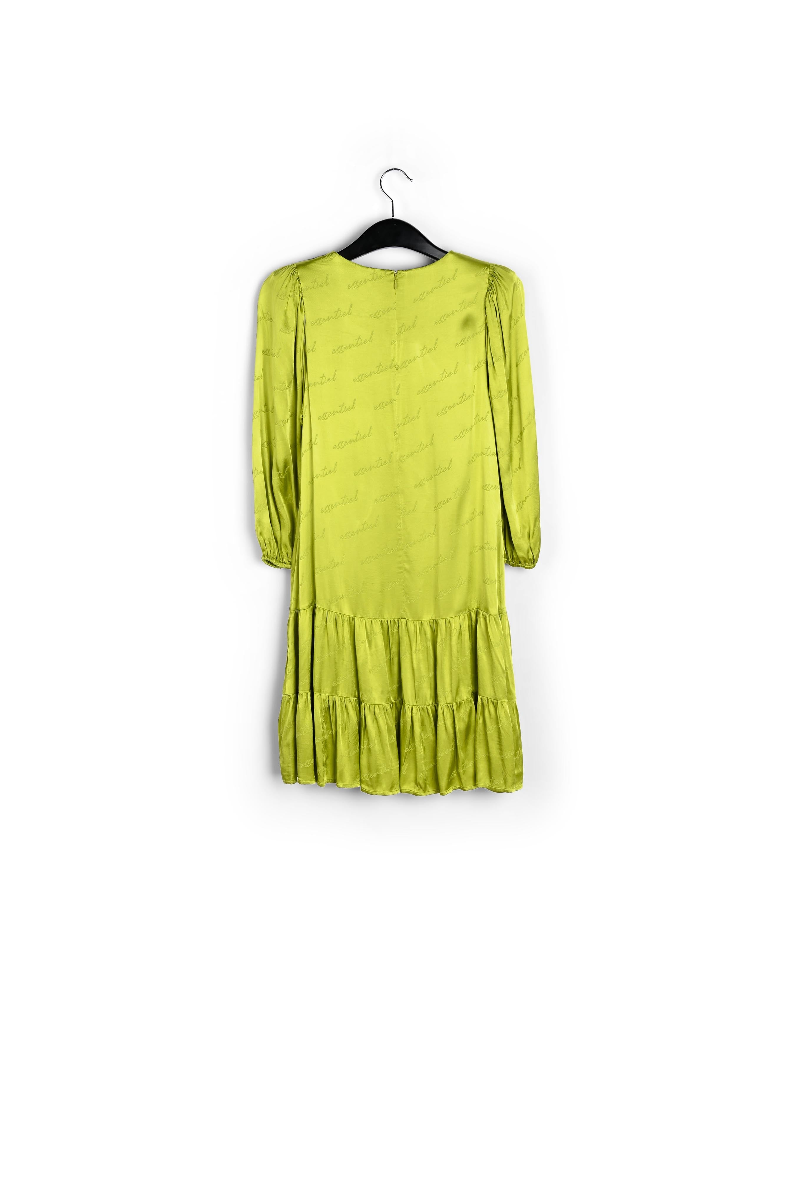 Limoengroene mini-jurk van satijnen jacquard RE—SSENTIEL | Essentiel second hand