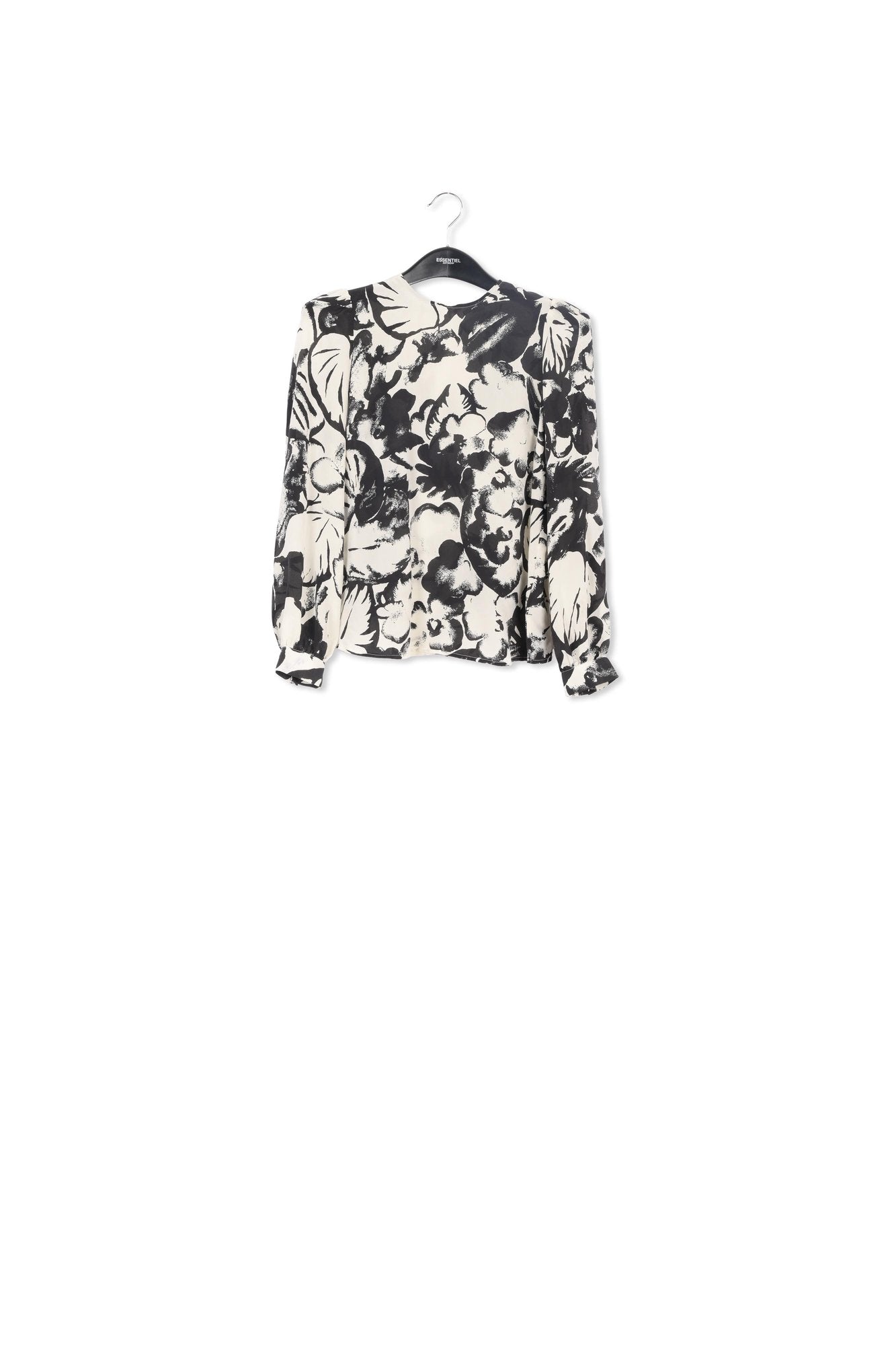 Gebroken witte zijden blouse met botanische print RE—SSENTIEL | Essentiel second hand