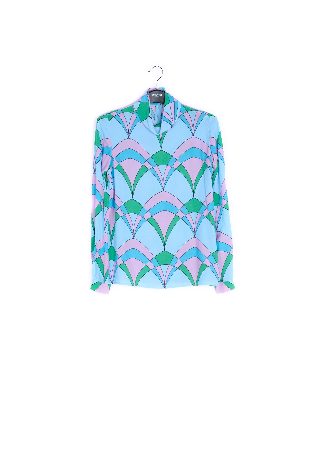 Light blue graphic print blouse RE—SSENTIEL | Essentiel second hand