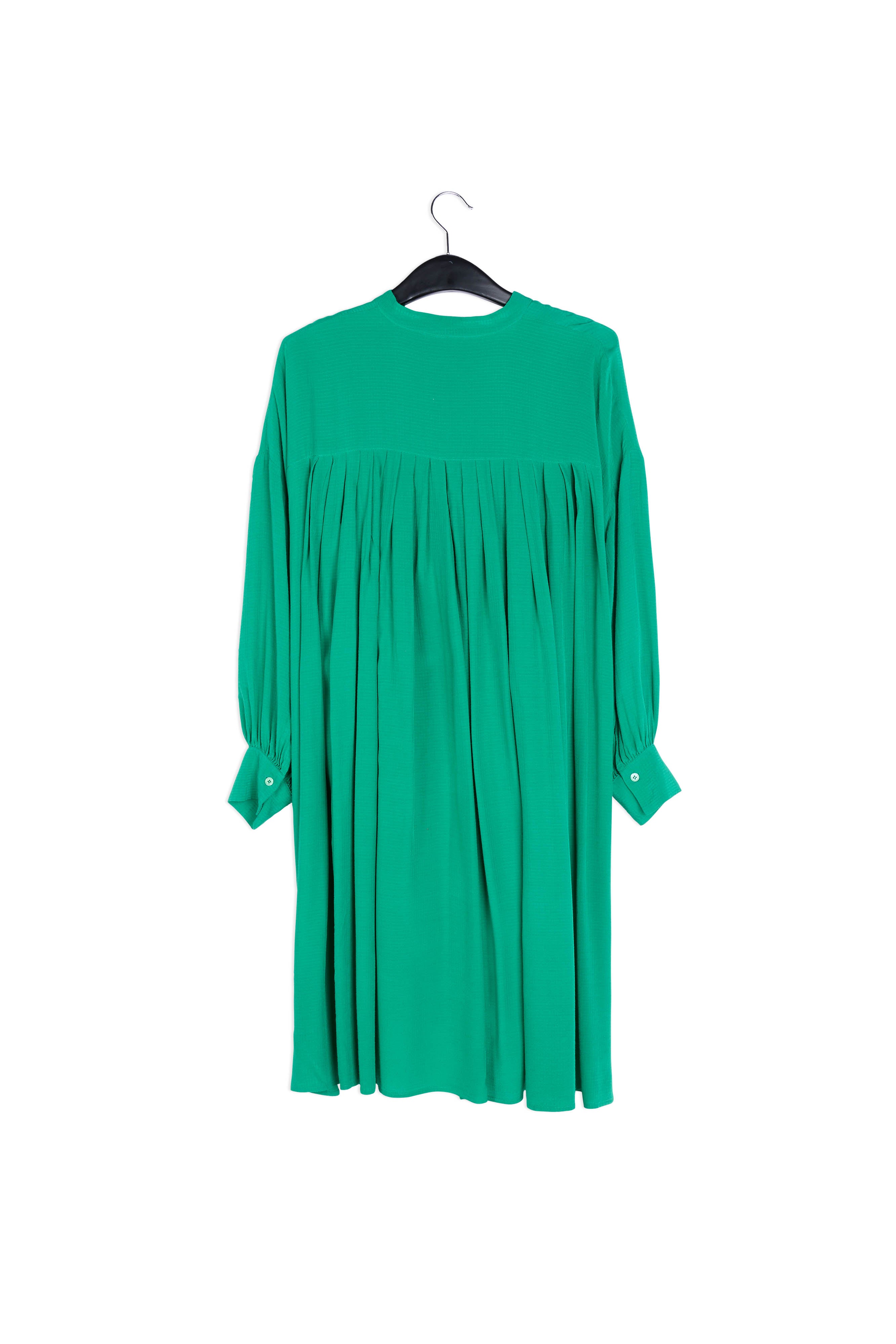 Green relaxed-fit shirt dress with plissé backside RE—SSENTIEL | Essentiel second hand