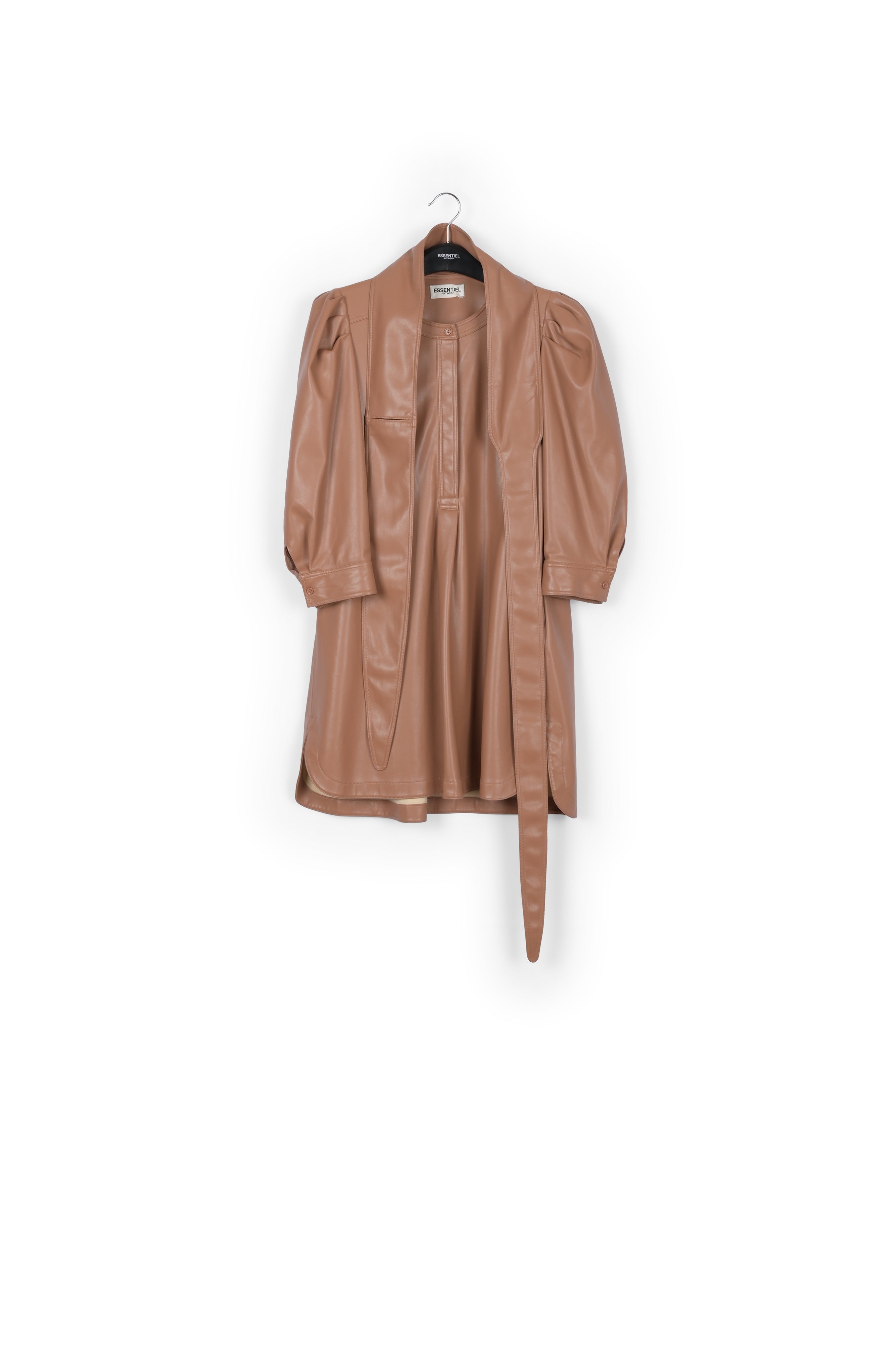 Black faux leather belted mini dress RE—SSENTIEL | Essentiel second hand