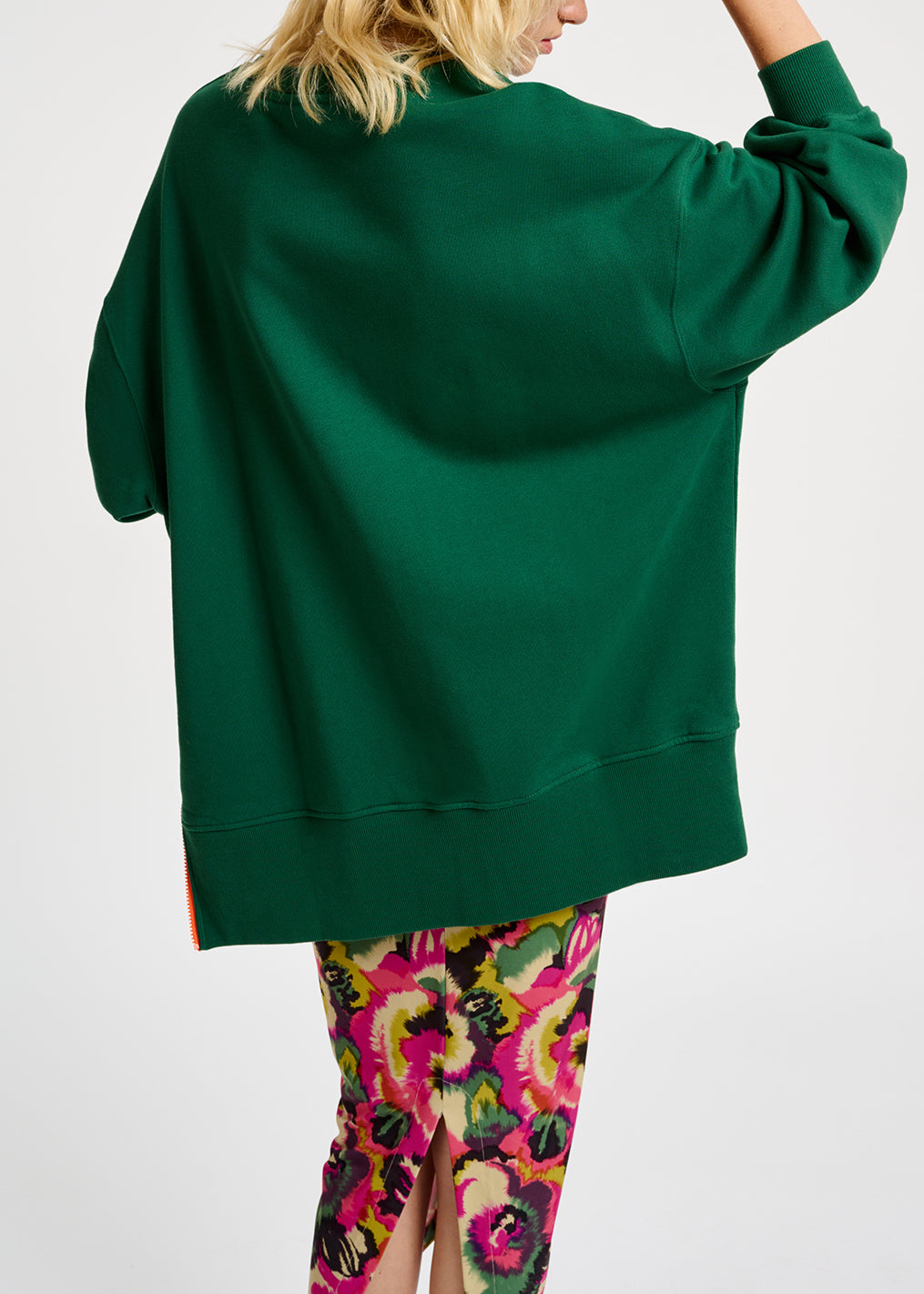 Dark green organic cotton sweatshirt with boxy cut RE—SSENTIEL | Essentiel second hand