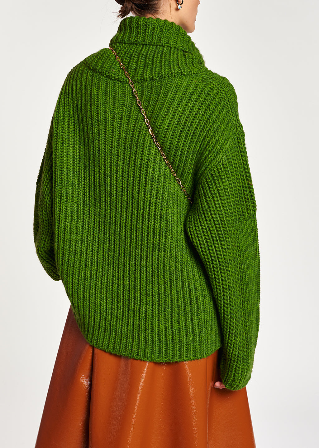 Green chunky ribbed turtleneck sweater RE—SSENTIEL | Essentiel second hand
